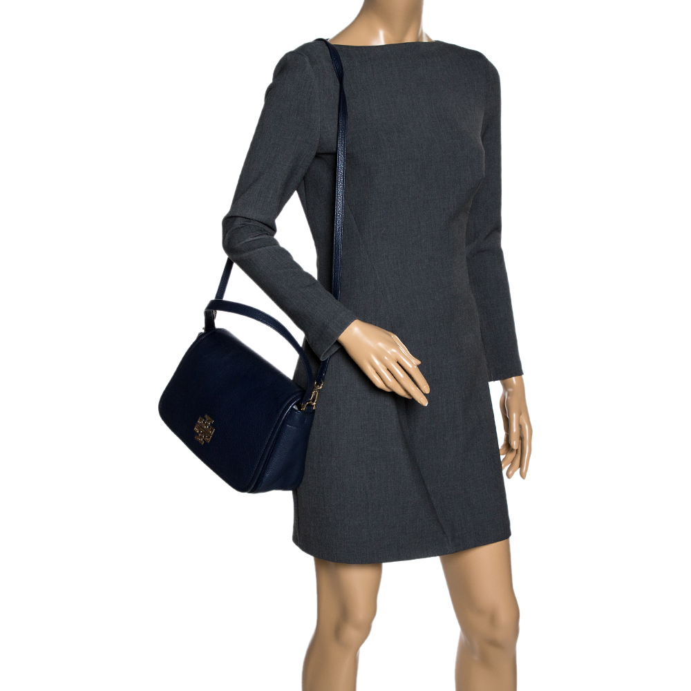 

Tory Burch Dark Blue Leather Flap Shoulder Bags
