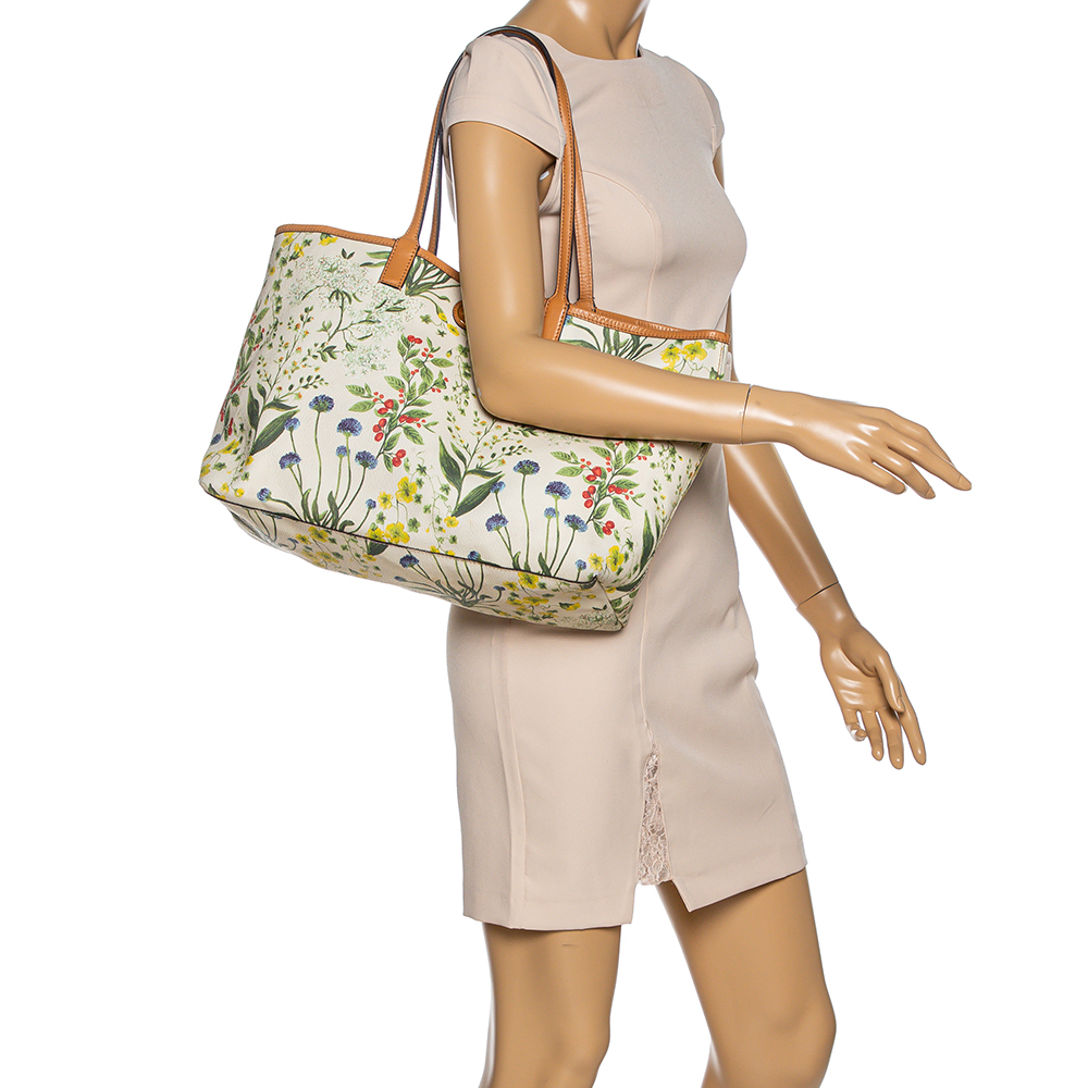 

Tory Burch Multicolor Floral Print Coated Canvas and Leather Open Tote