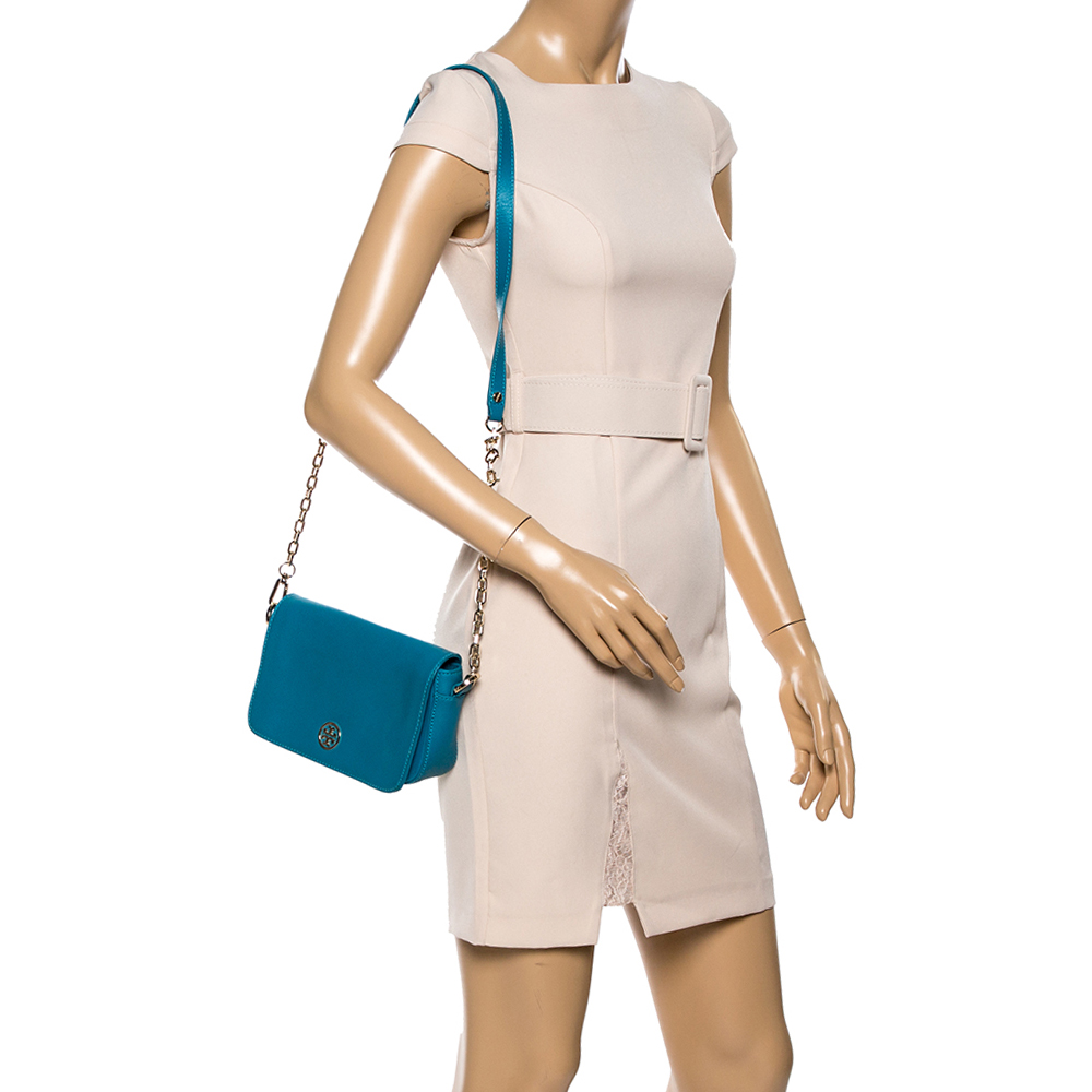 

Tory Burch Blue Leather Mini Robinson Crossbody Bag