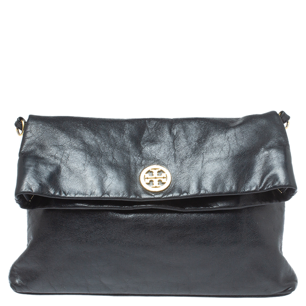 tory burch black leather bag