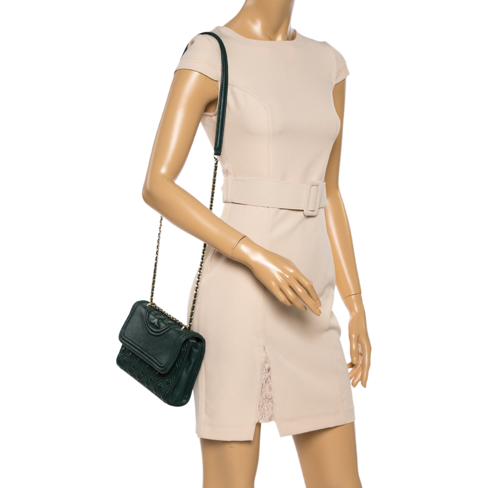 

Tory Burch Green Leather Small Fleming Shoulder Bag