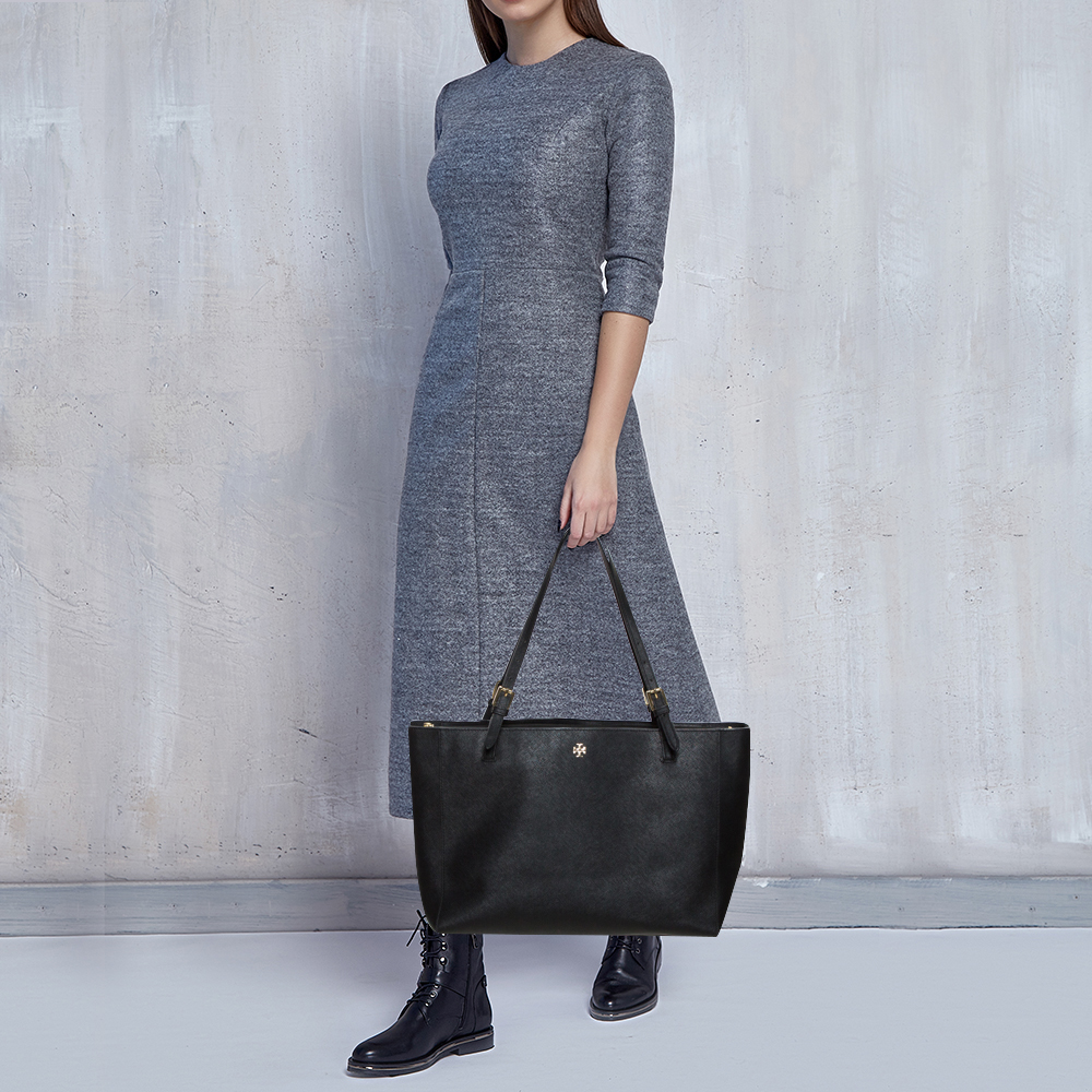 

Tory Burch Black Leather Large York Buckle Tote