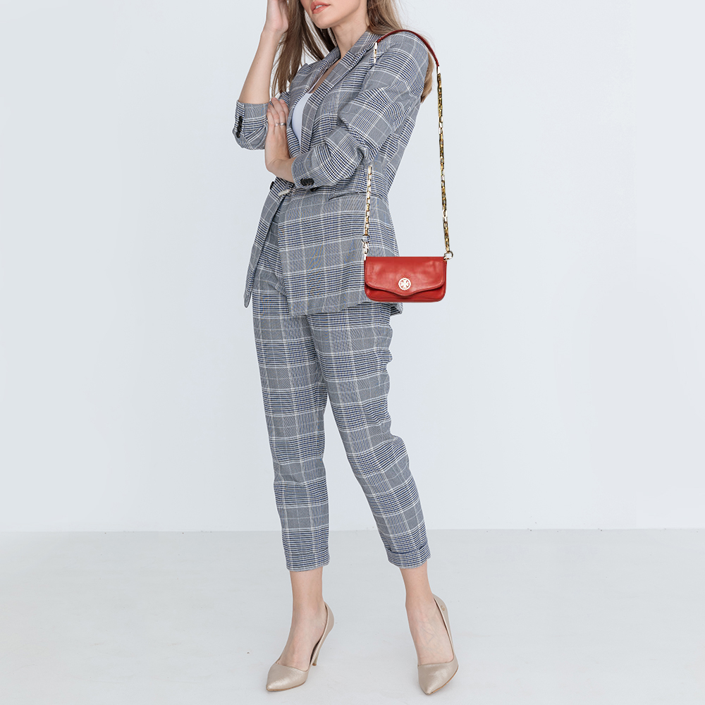 

Tory Burch Orange Leather Flap Crossbody Bag