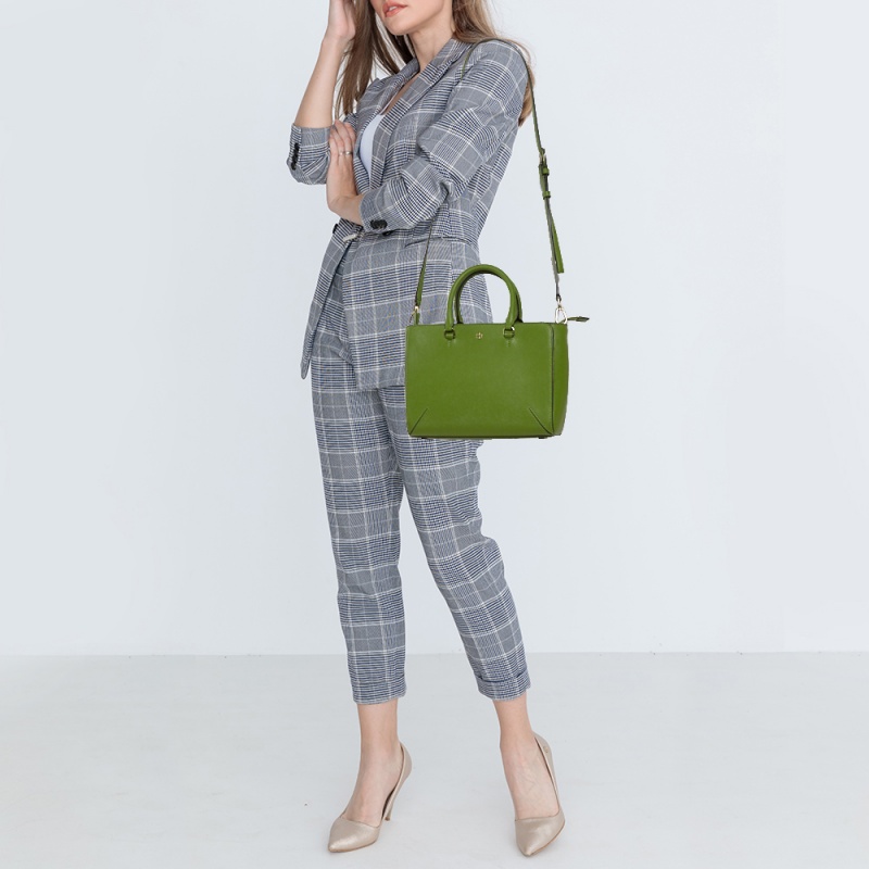 

Tory Burch Green Leather Micro Robinson Tote