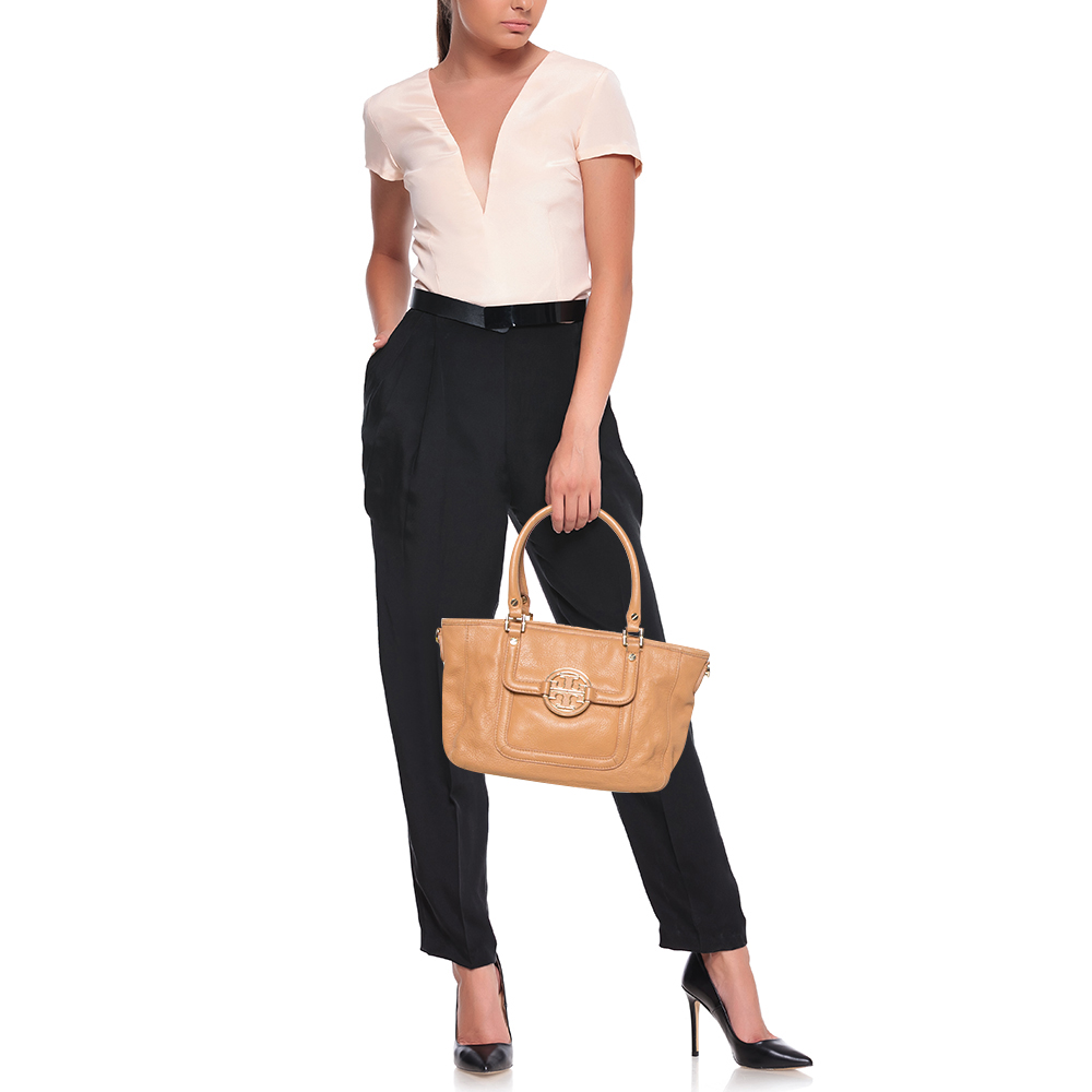 

Tory Burch Beige Leather Mini Amanda Tote