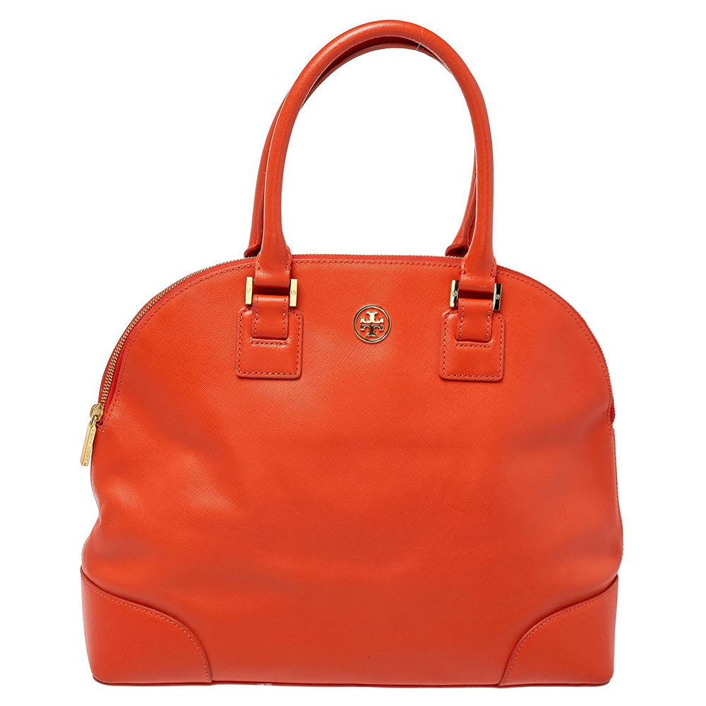 Pre-owned Tory Burch Burnt Orange Leather Robinson Dome Satchel