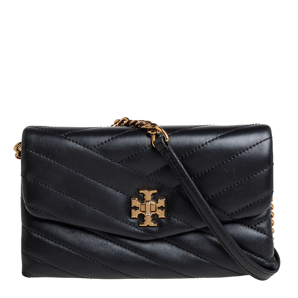 Pre Owned Tory Burch Black Quilted Leather Kira Crossbody Bag