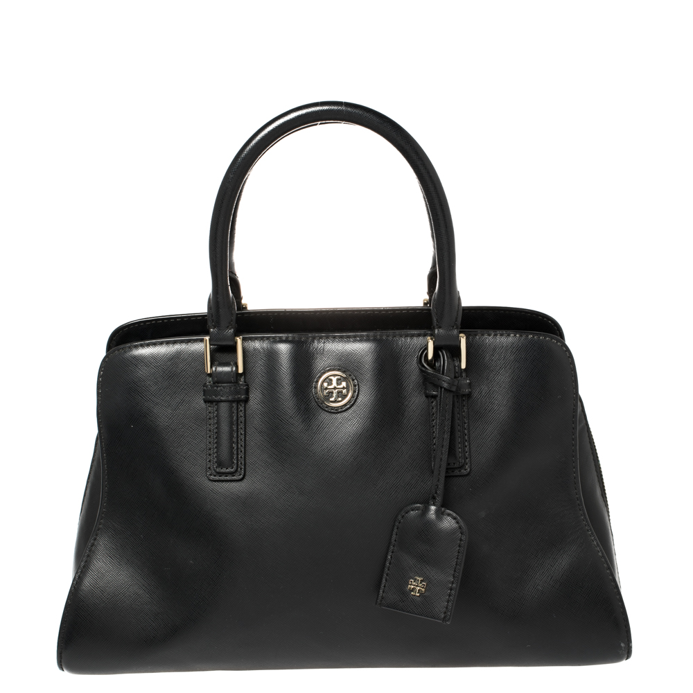 Pre-owned Tory Burch Black Leather Robinson Satchel