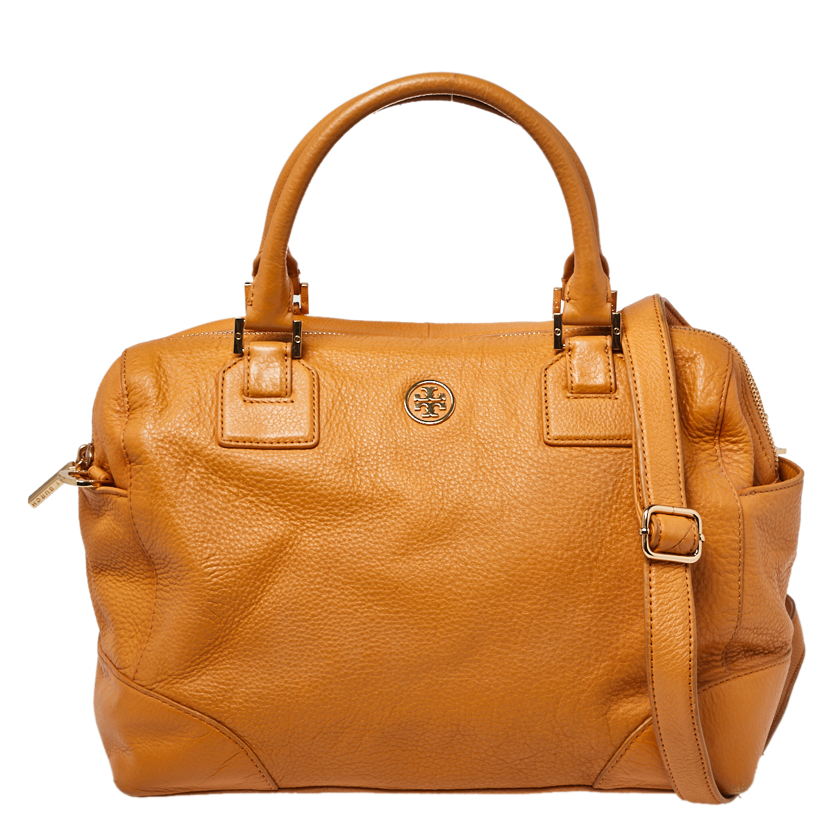 Pre-owned Tory Burch Mustard Leather Robinson Boston Bag In Yellow