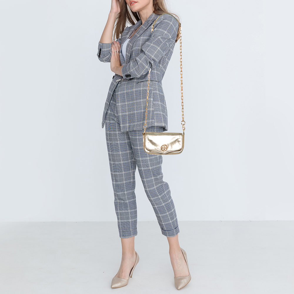 

Tory Burch Metallic Gold Leather Crossbody Bag