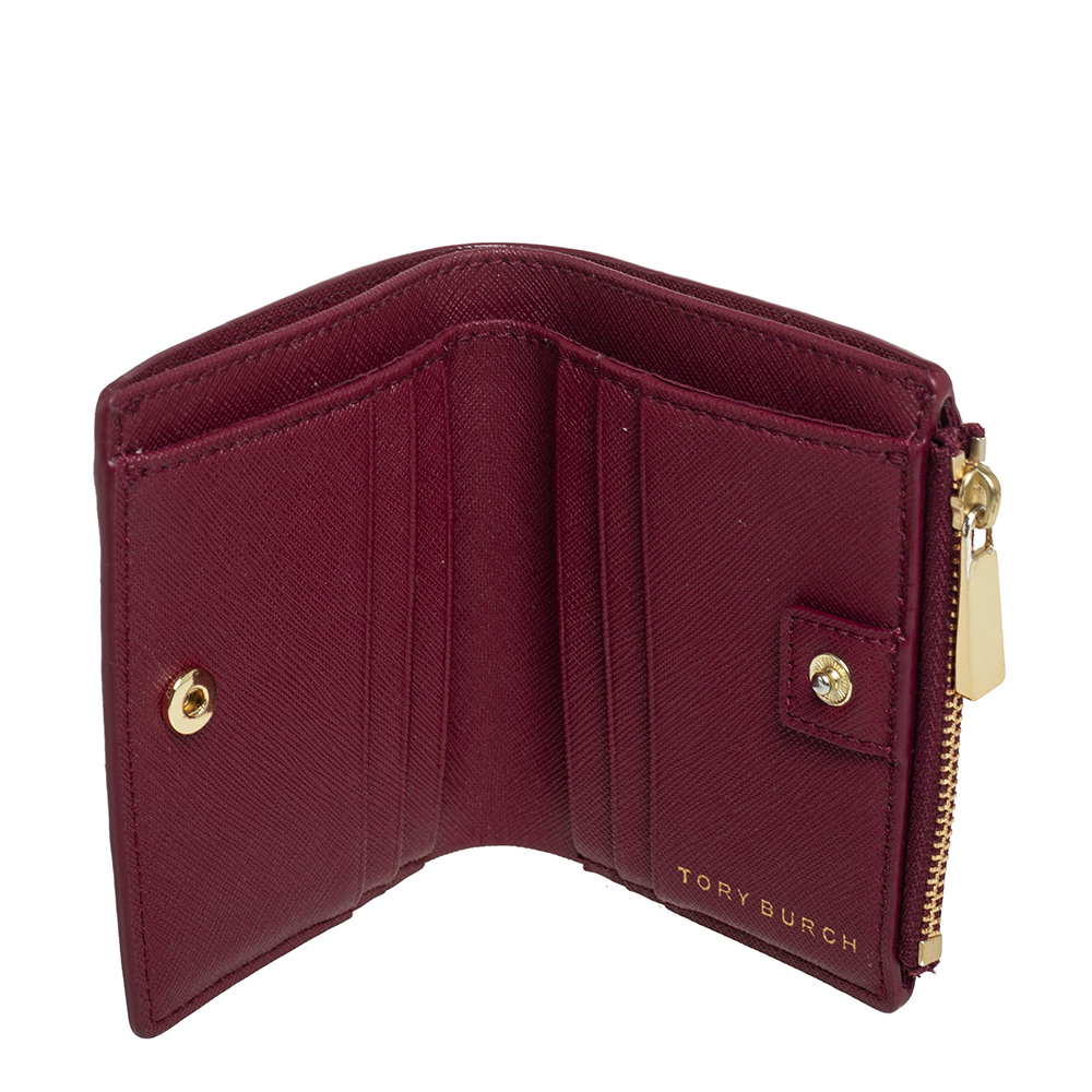 

Tory Burch Burgundy Leather Compact Wallet