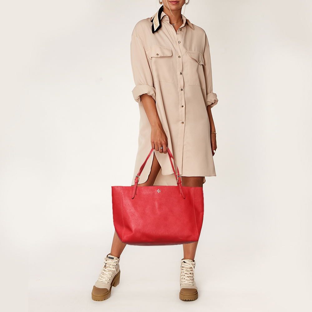 

Tory Burch Red Leather Large York Buckle Tote