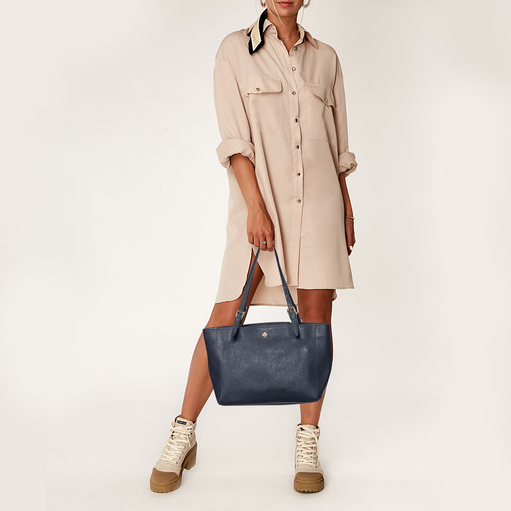 

Tory Burch Dark Navy Blue Leather Robinson Tote