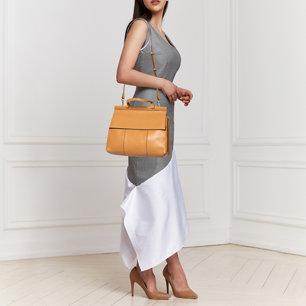 

Tory Burch Beige Leather Block-T Top Handle Bag