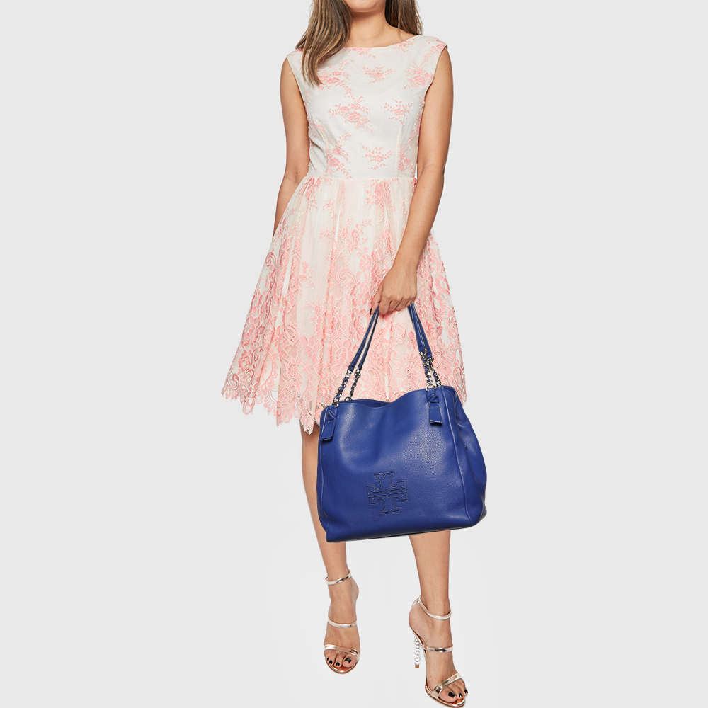 

Tory Burch Blue Leather Chain Tote