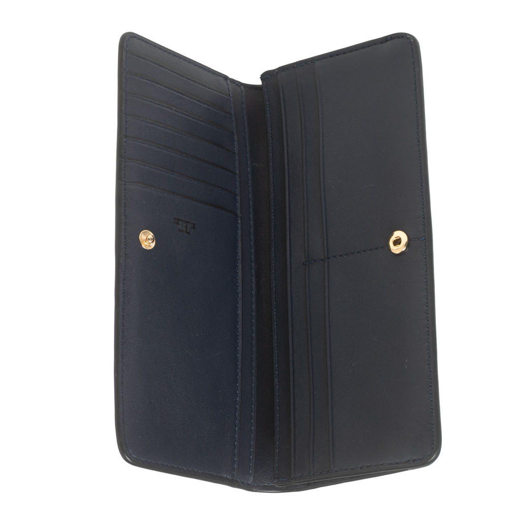 

Tory Burch Black Saffiano Leather Robinson Flap Slim Continental Wallet