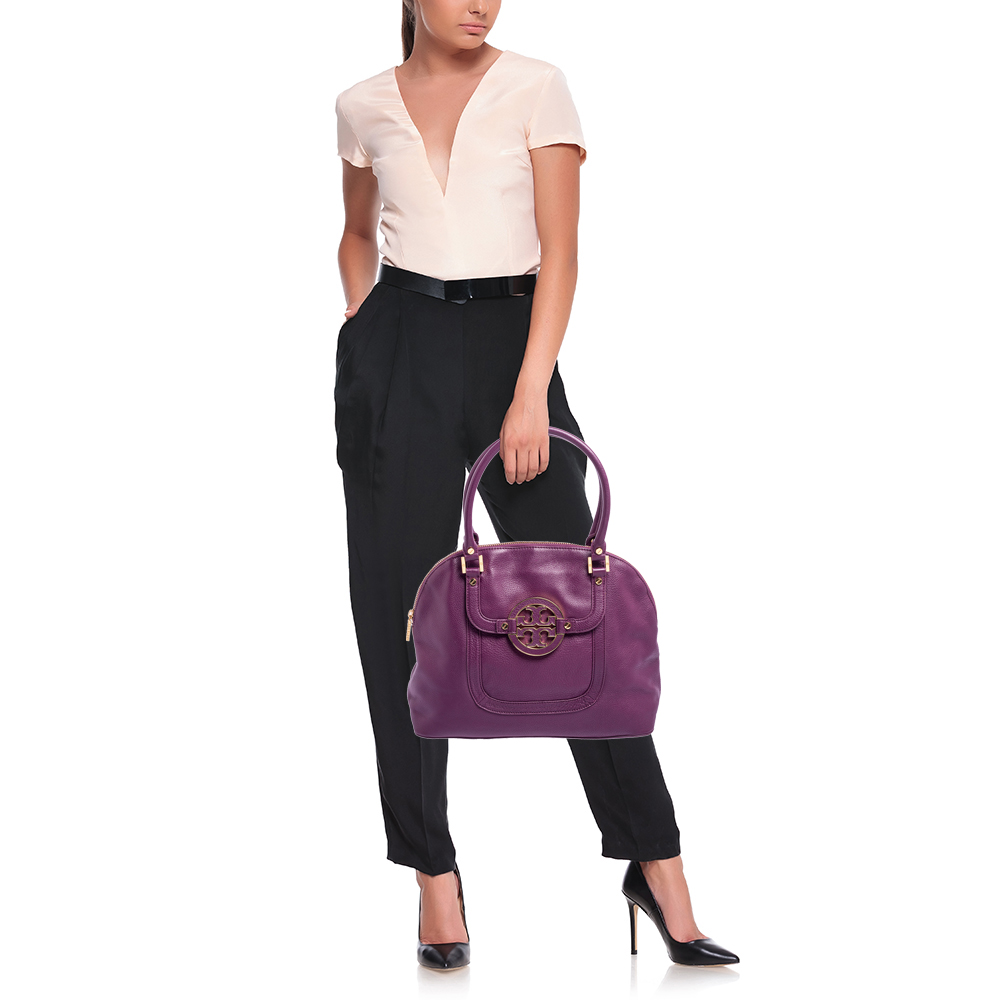 

Tory Burch Purple Leather Amanda Satchel