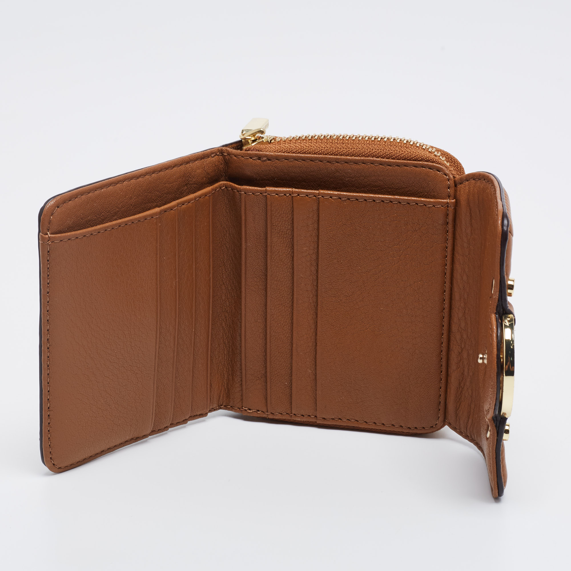 

Tory Burch Caramel Brown Leather Amanda Compact Wallet