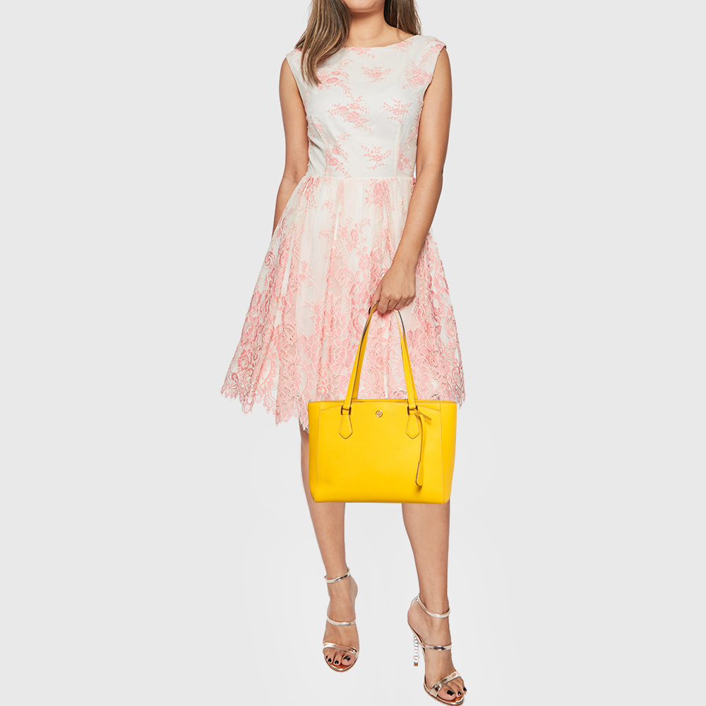 

Tory Burch Yellow Leather Robinson Zip Tote