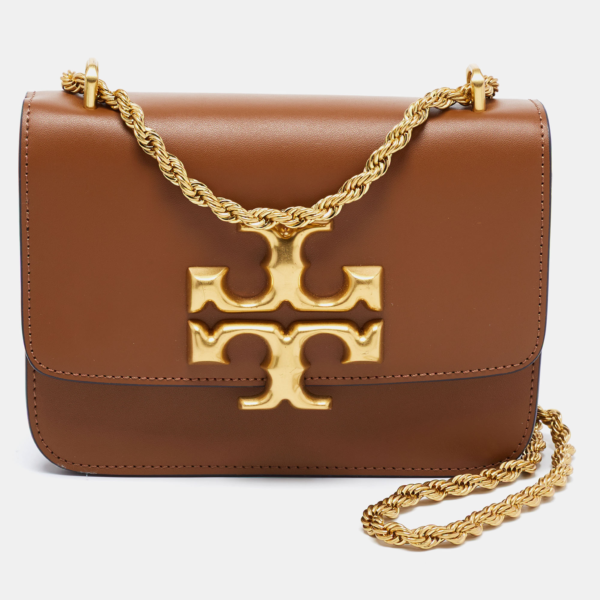 Pre-owned Tory Burch Tan Leather Eleanor Small Chain Shoulder Bag ...