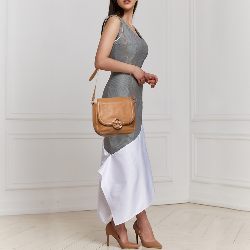 

Tory Burch Brown Leather Amanda Flap Shoulder Bag