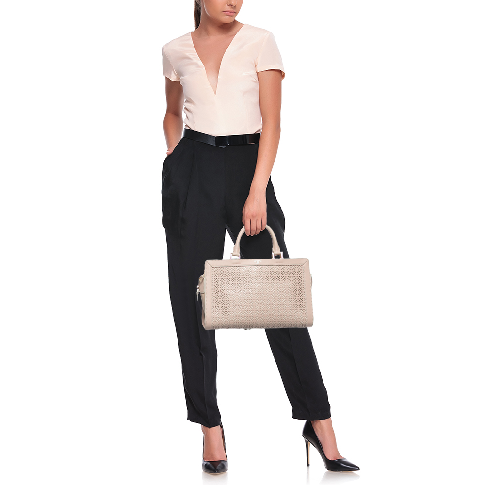 

Tory Burch Light Pink Cut-Out Leather Zip Tote