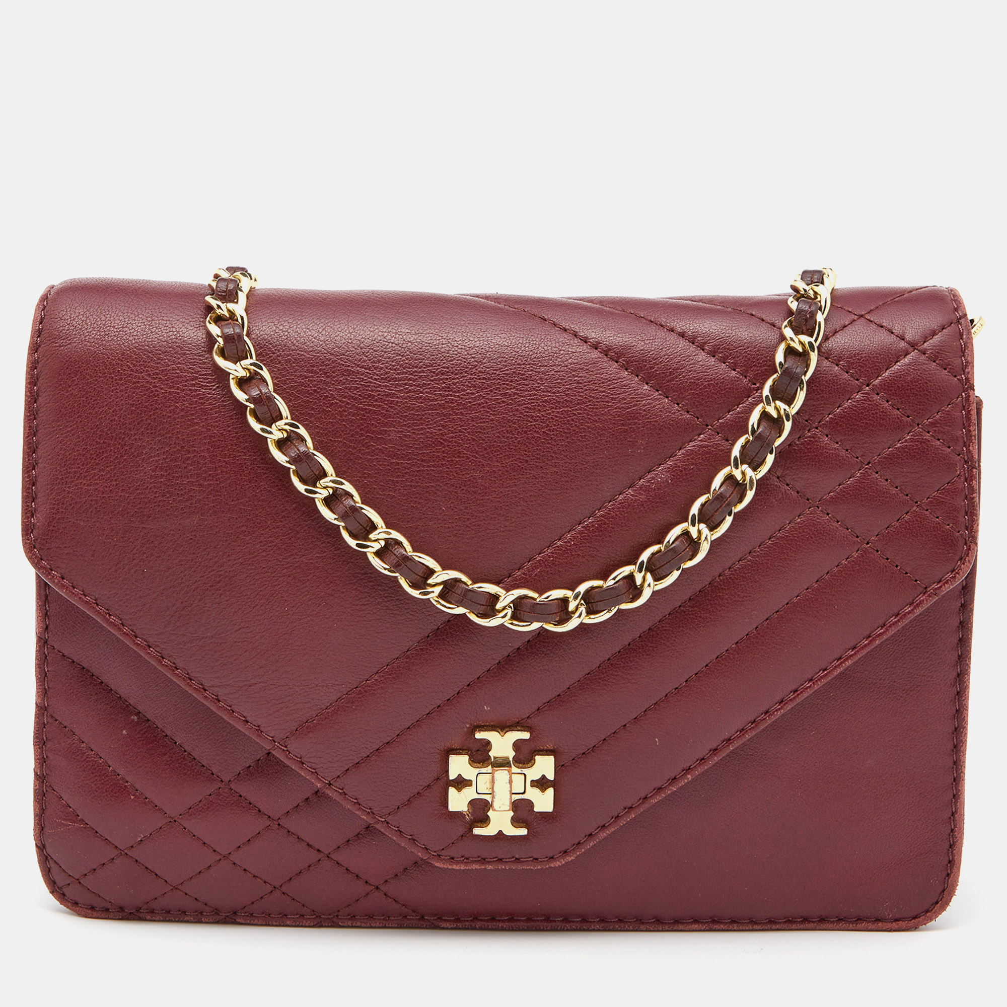 

Tory Burch Burgundy Leather Kira Envelope Flap Shoulder Bag