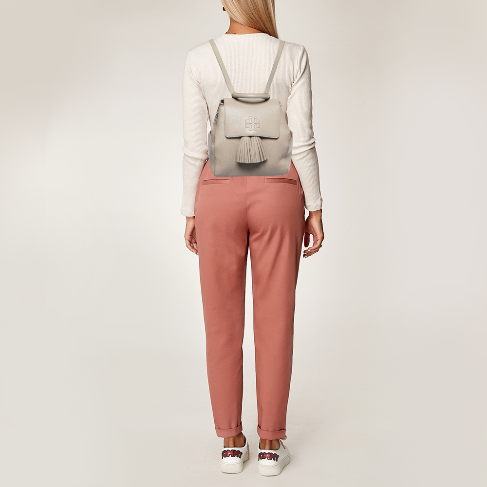 

Tory Burch Grey Leather Tassel Backpack
