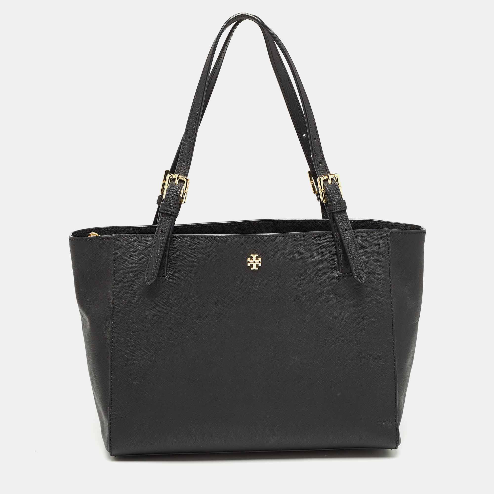

Tory Burch Black Saffiano Leather York Buckle Tote