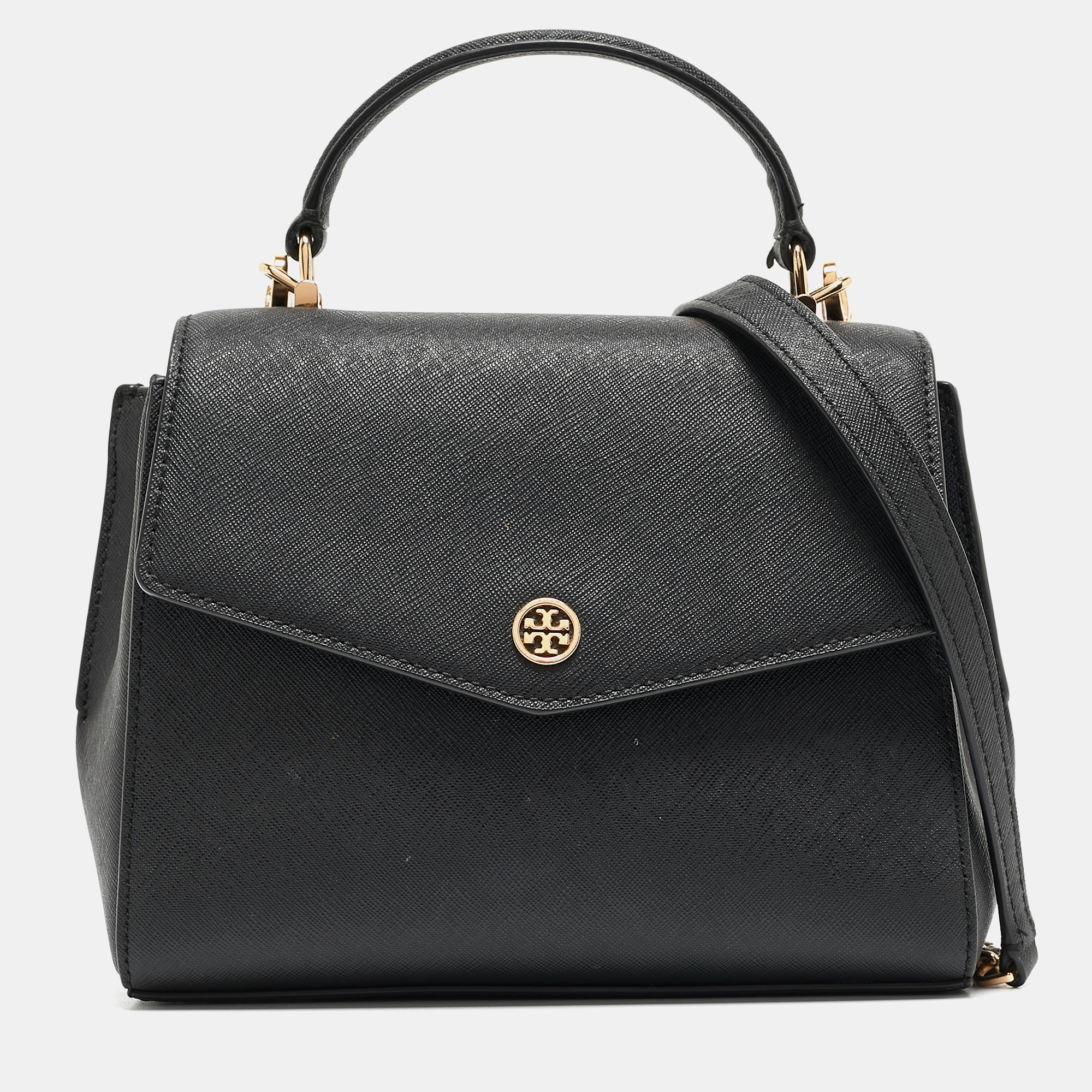 

Tory Burch Black Leather Robinson Top Handle Bag