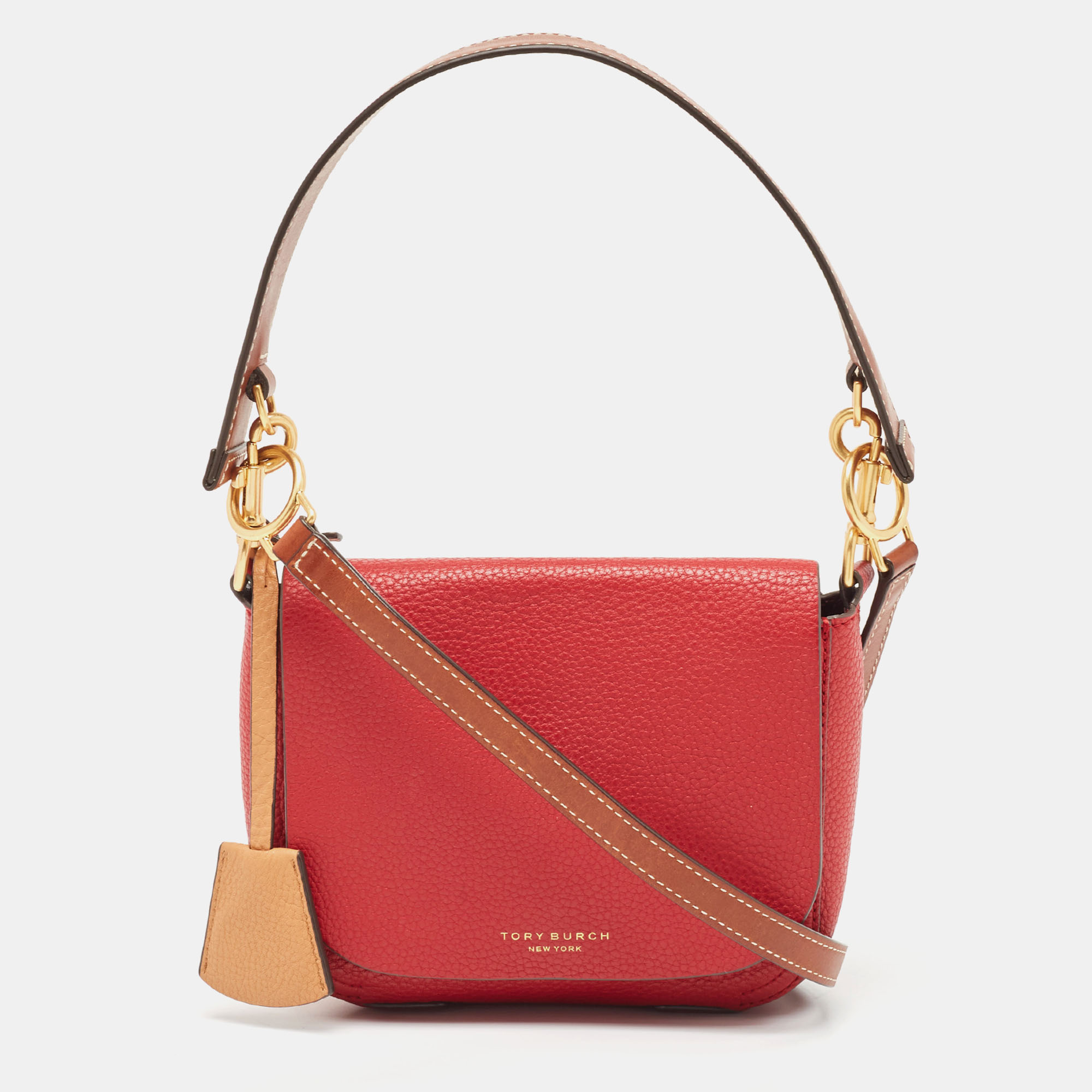 

Tory Burch Red/Brown Leather Perry Crossbody Bag