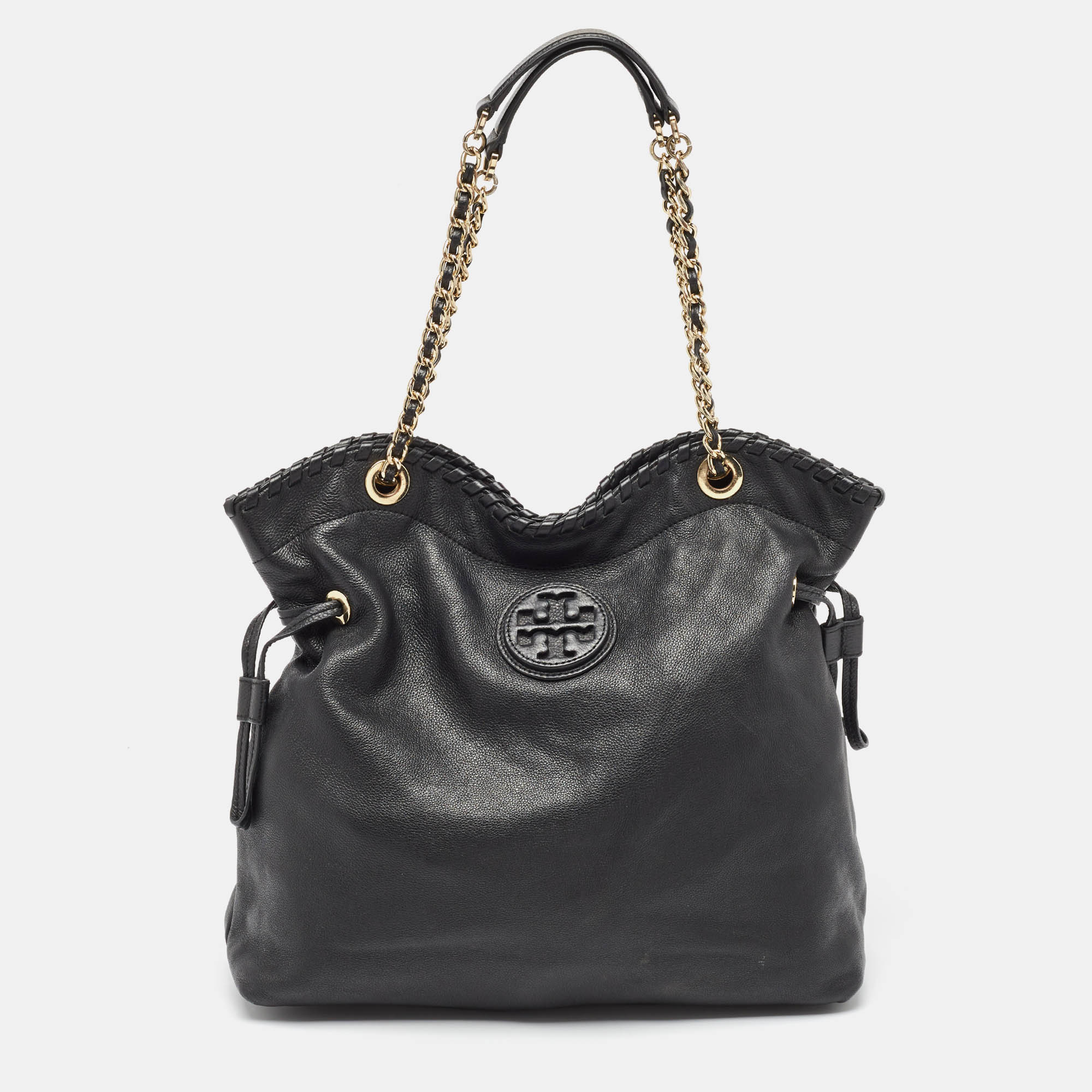 

Tory Burch Black Leather Slouchy Marion Tote