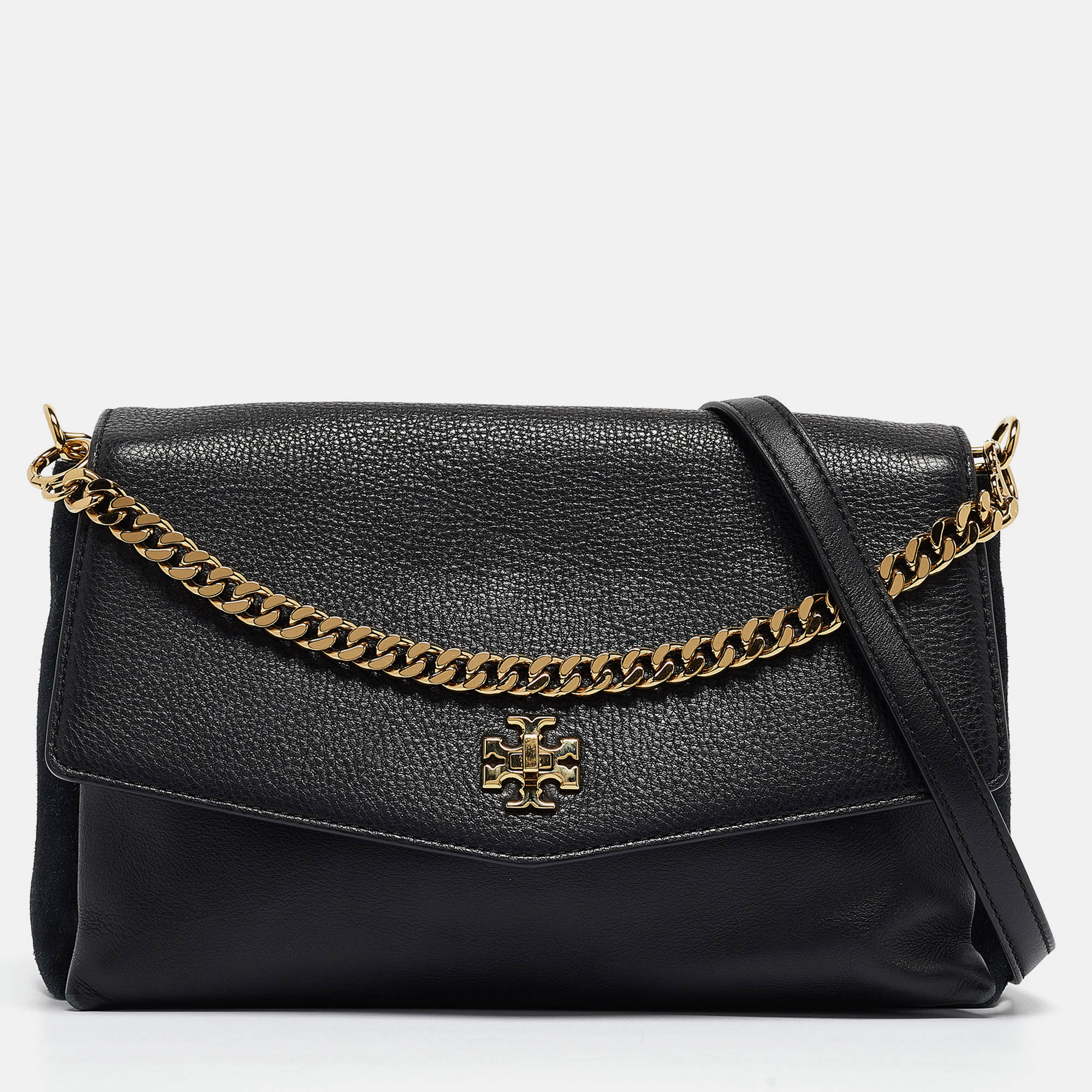 

Tory Burch Black Leather and Suede Kira Shoulder Bag