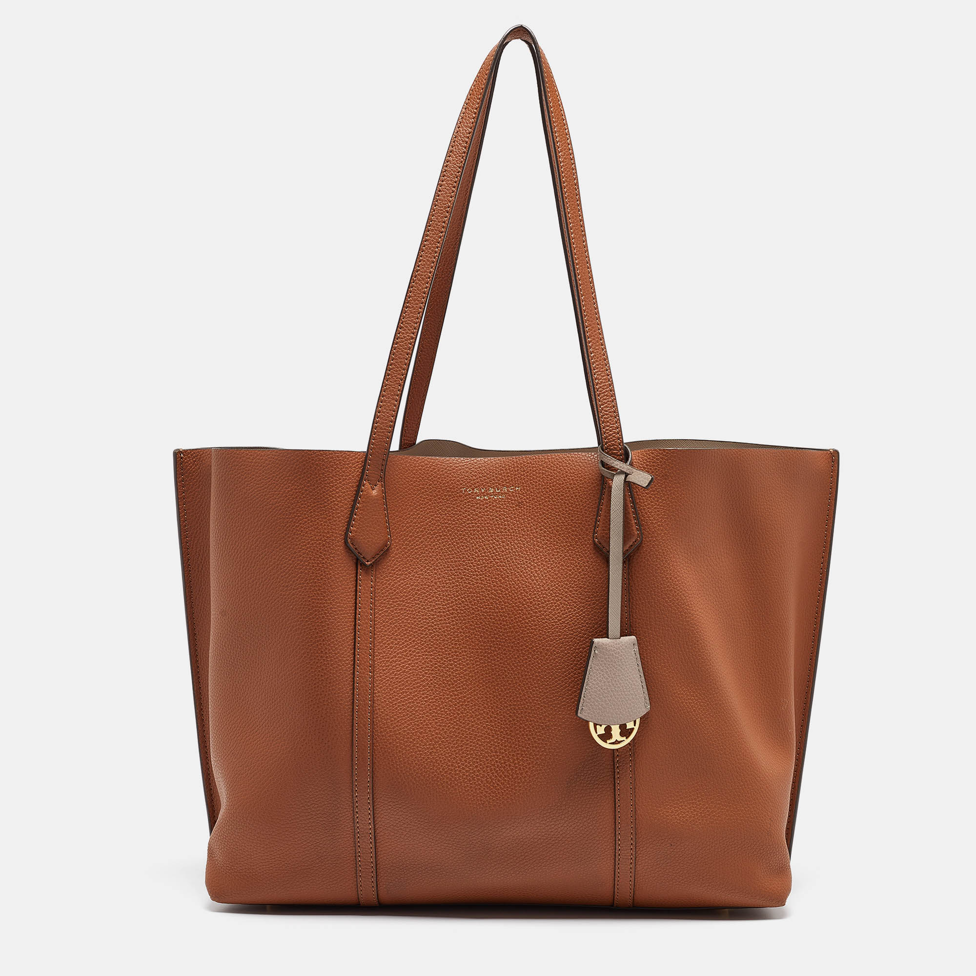 

Tory Burch Brown Leather  Triple Compartment Perry Tote