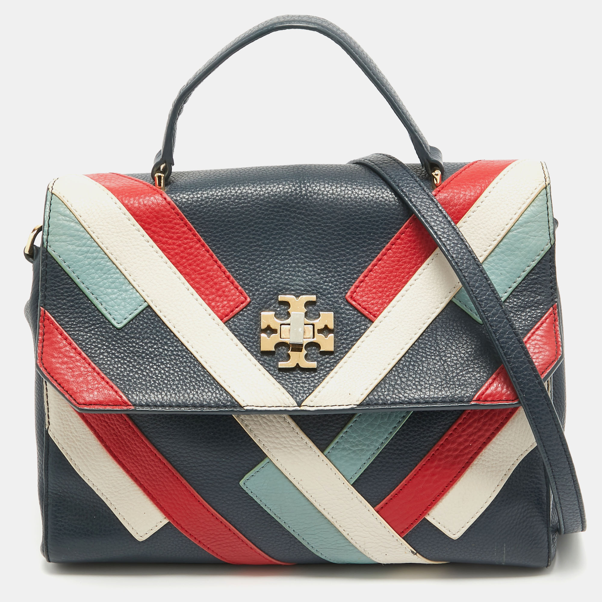 

Tory Burch Multicolor Leather Stripe Kira Top Handle Bag