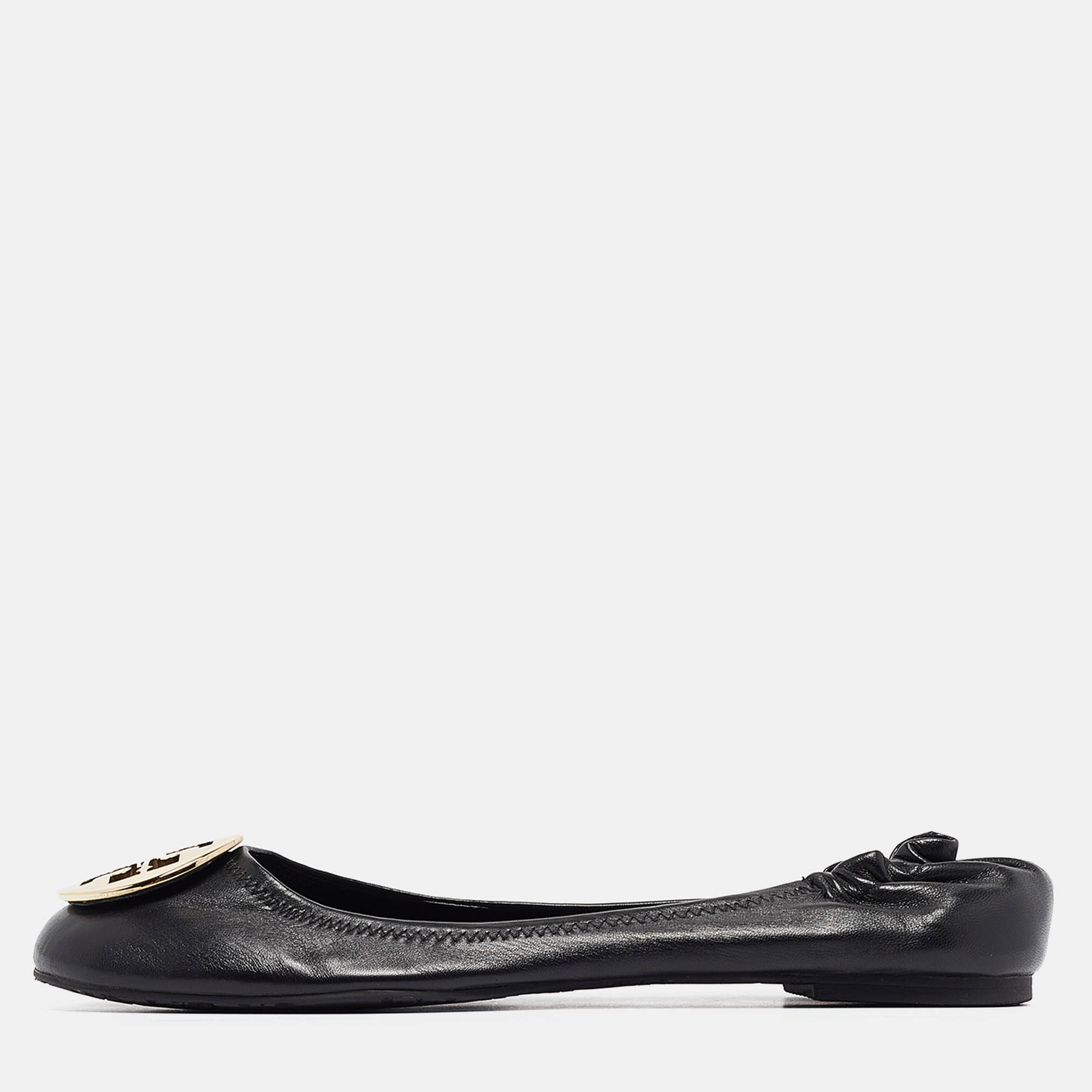 

Tory Burch Black Leather Minnie Ballet Flats Size 41