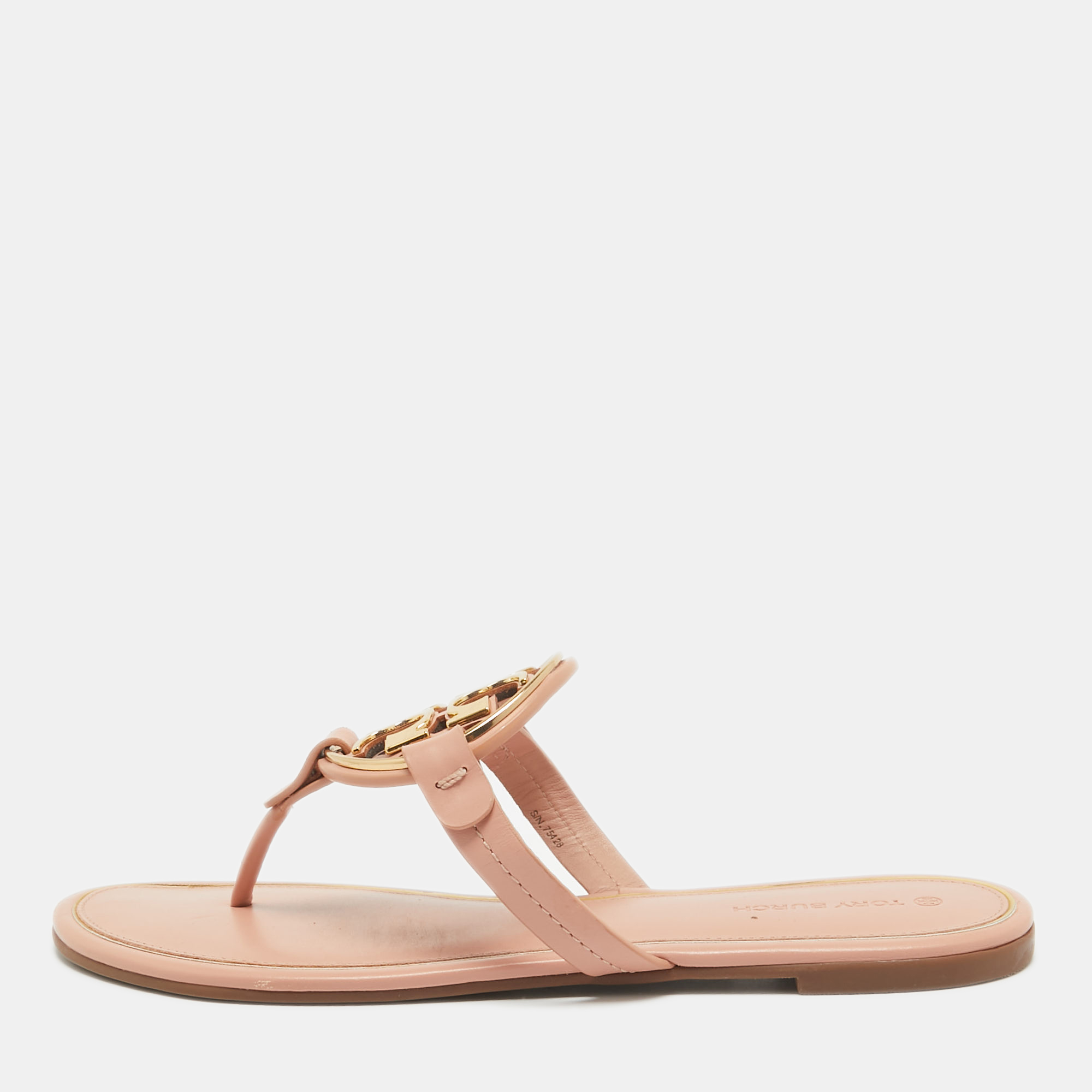 

Tory Burch Pink Leather Miller Thong Flats Size