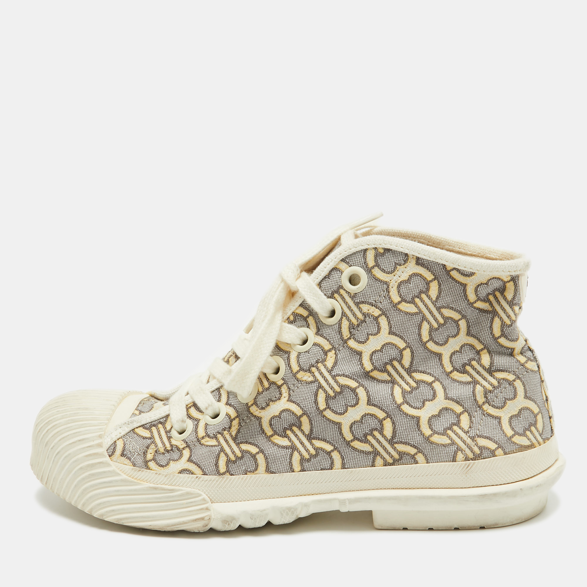 

Tory Burch Two Tone Fabric High Top Sneakers Size 39.5, Grey