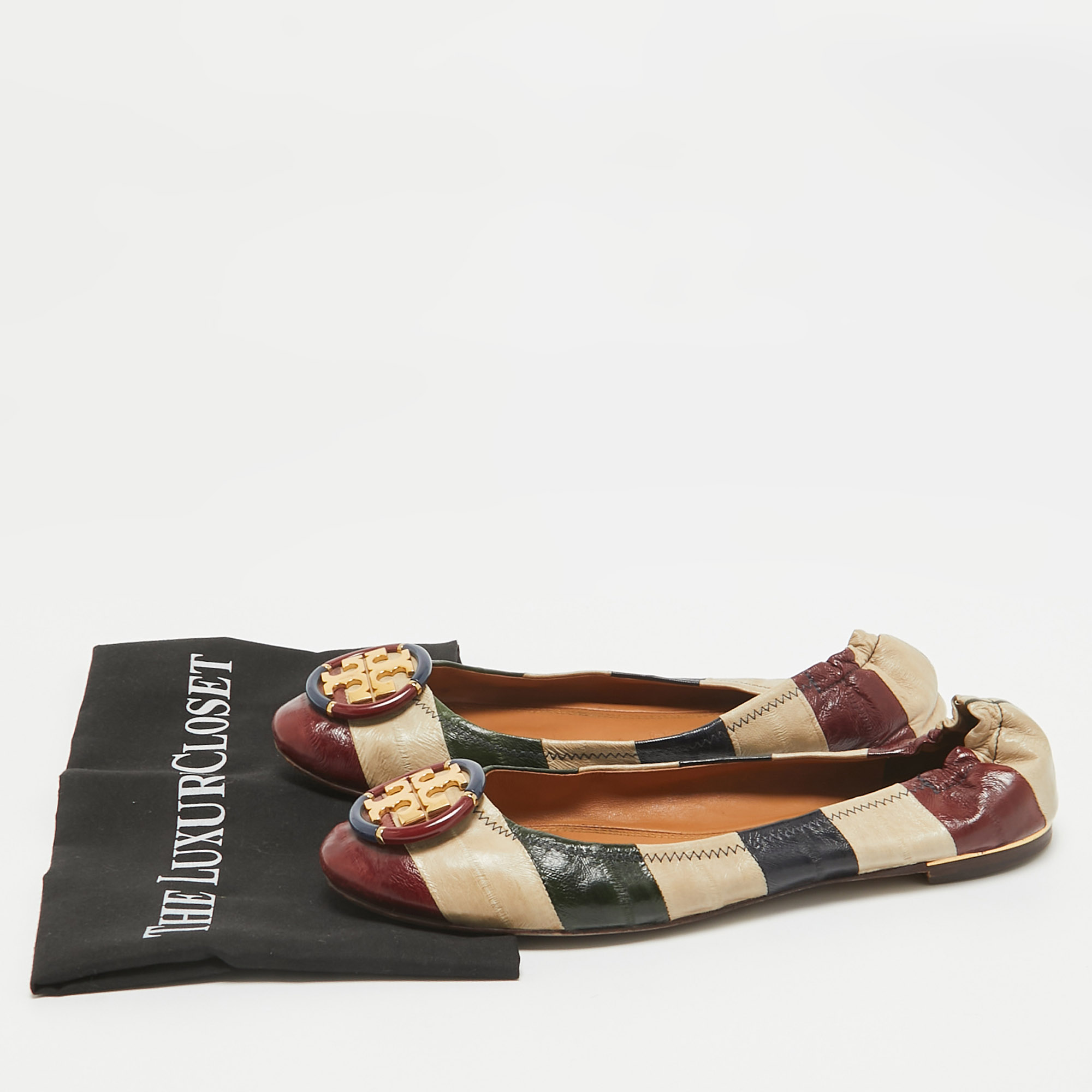Tory Burch Multicolor Eel Leather Minnie Ballet Flats Size 39.5 