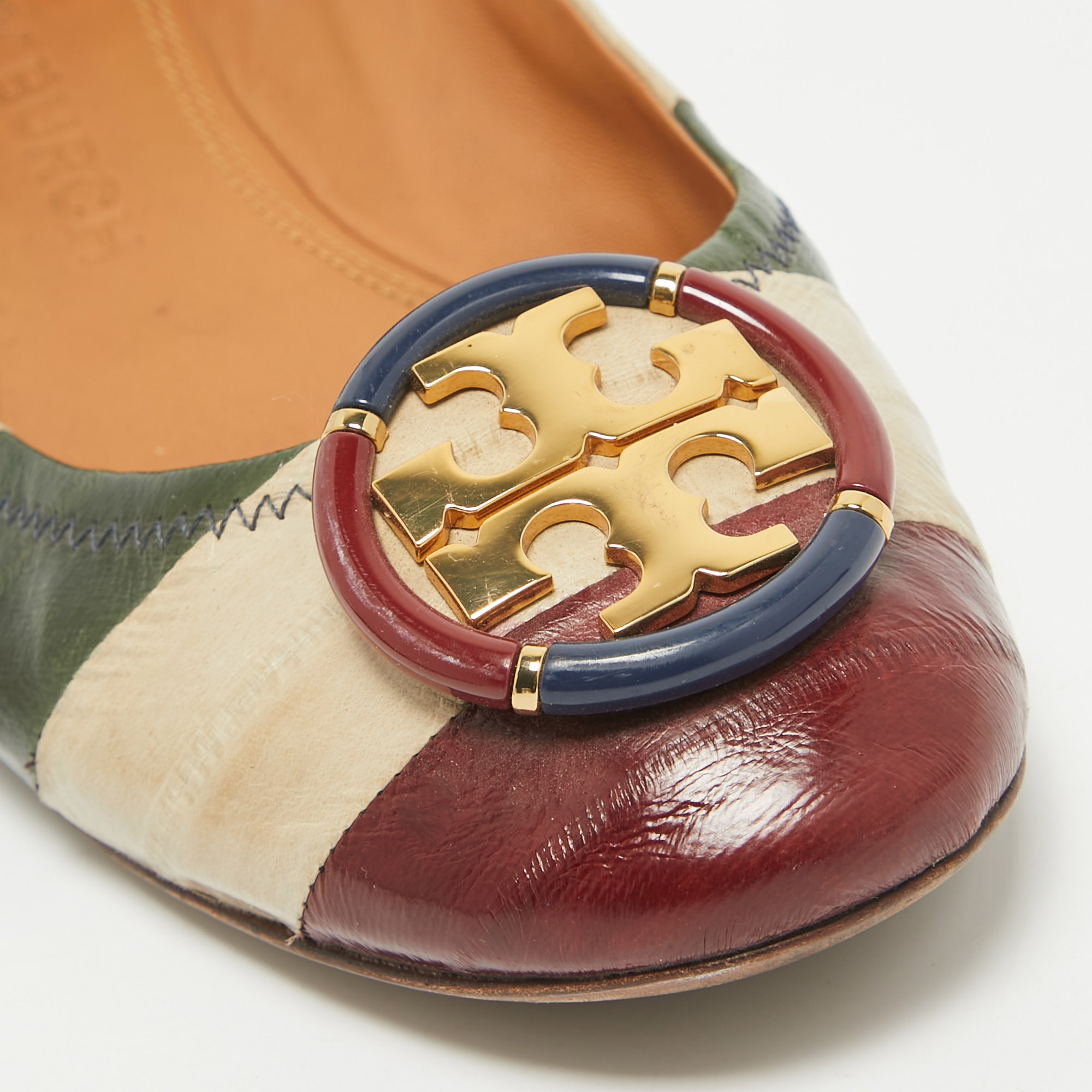 Tory Burch Multicolor Eel Leather Minnie Ballet Flats Size 39.5 