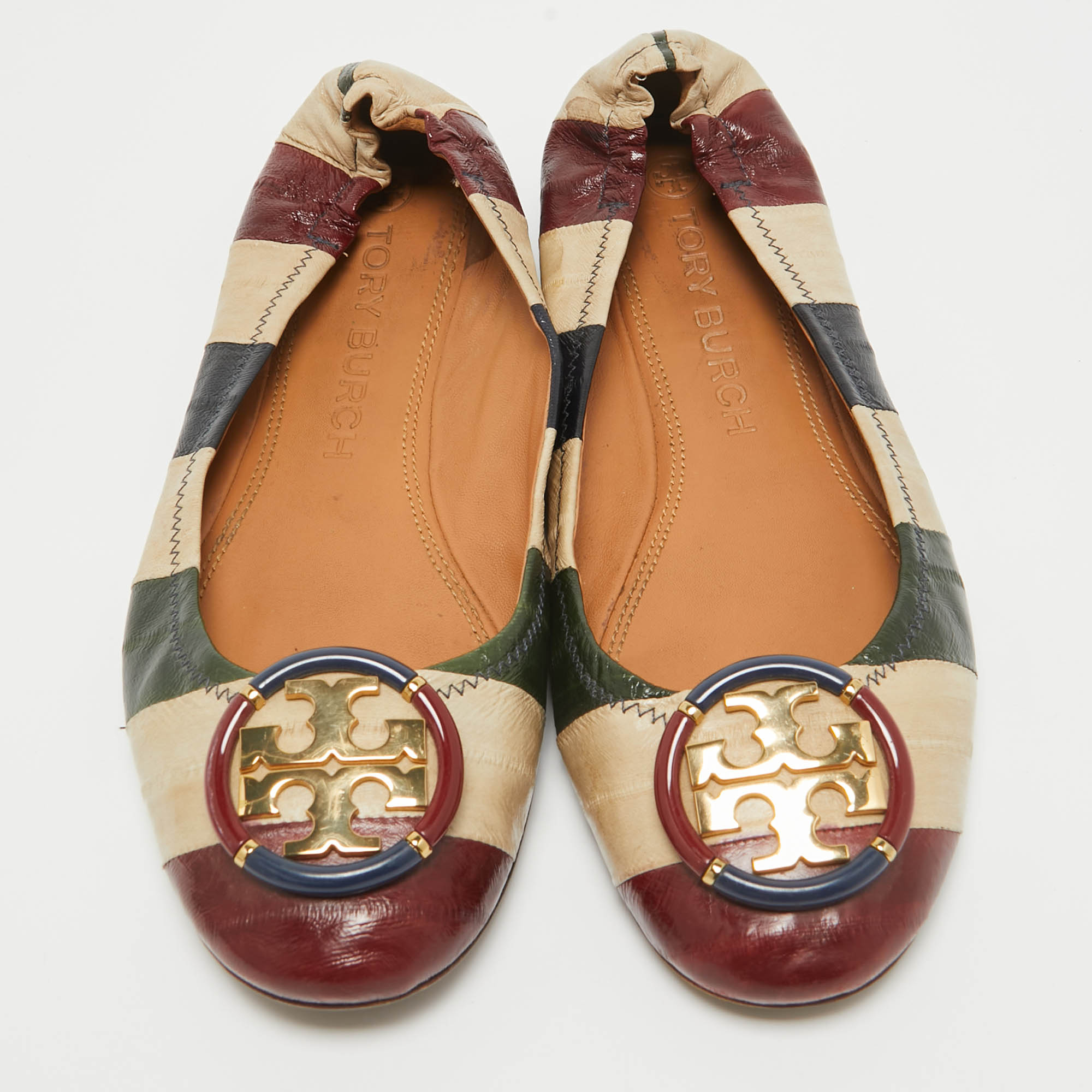 Tory Burch Multicolor Eel Leather Minnie Ballet Flats Size 39.5 