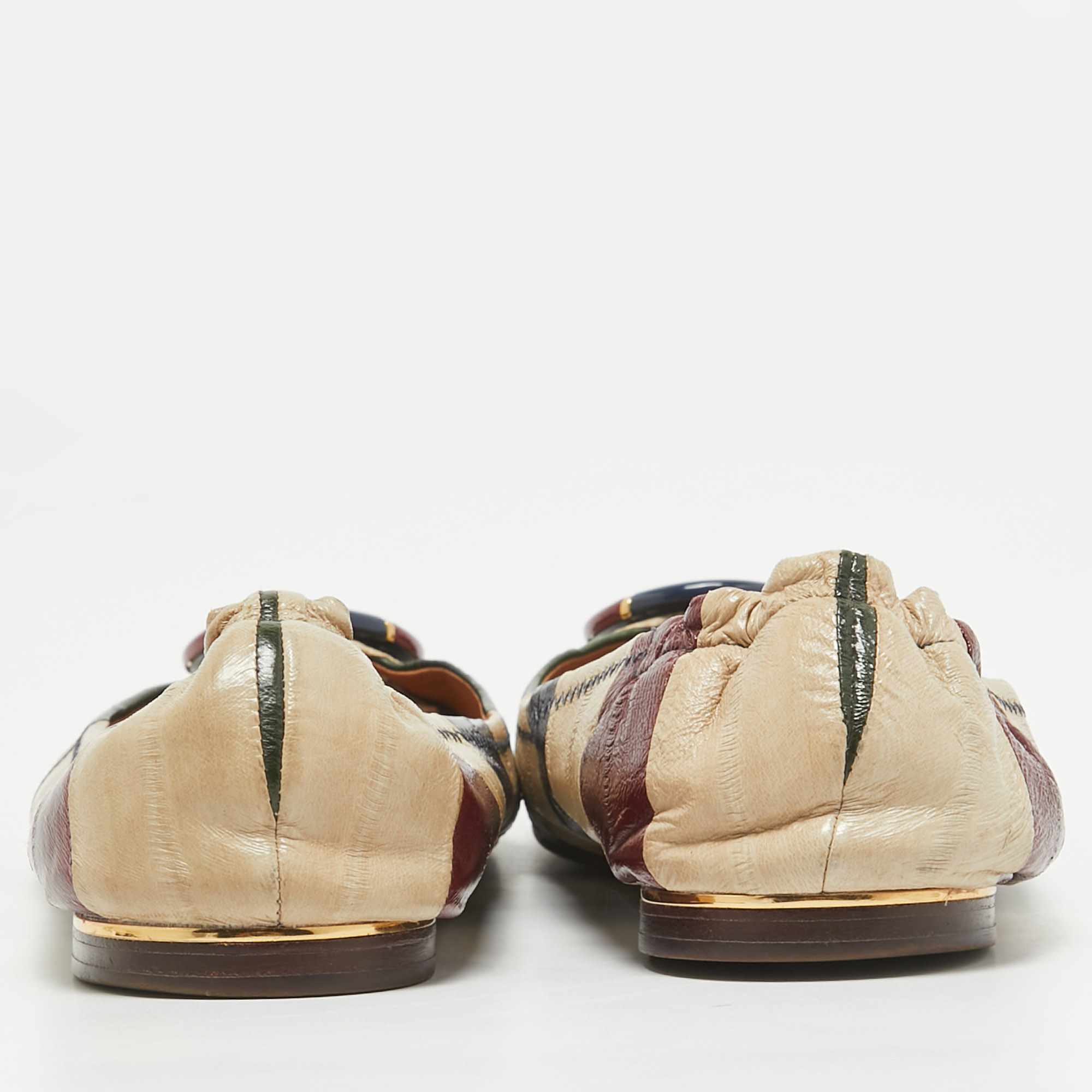 Tory Burch Multicolor Eel Leather Minnie Ballet Flats Size 39.5 