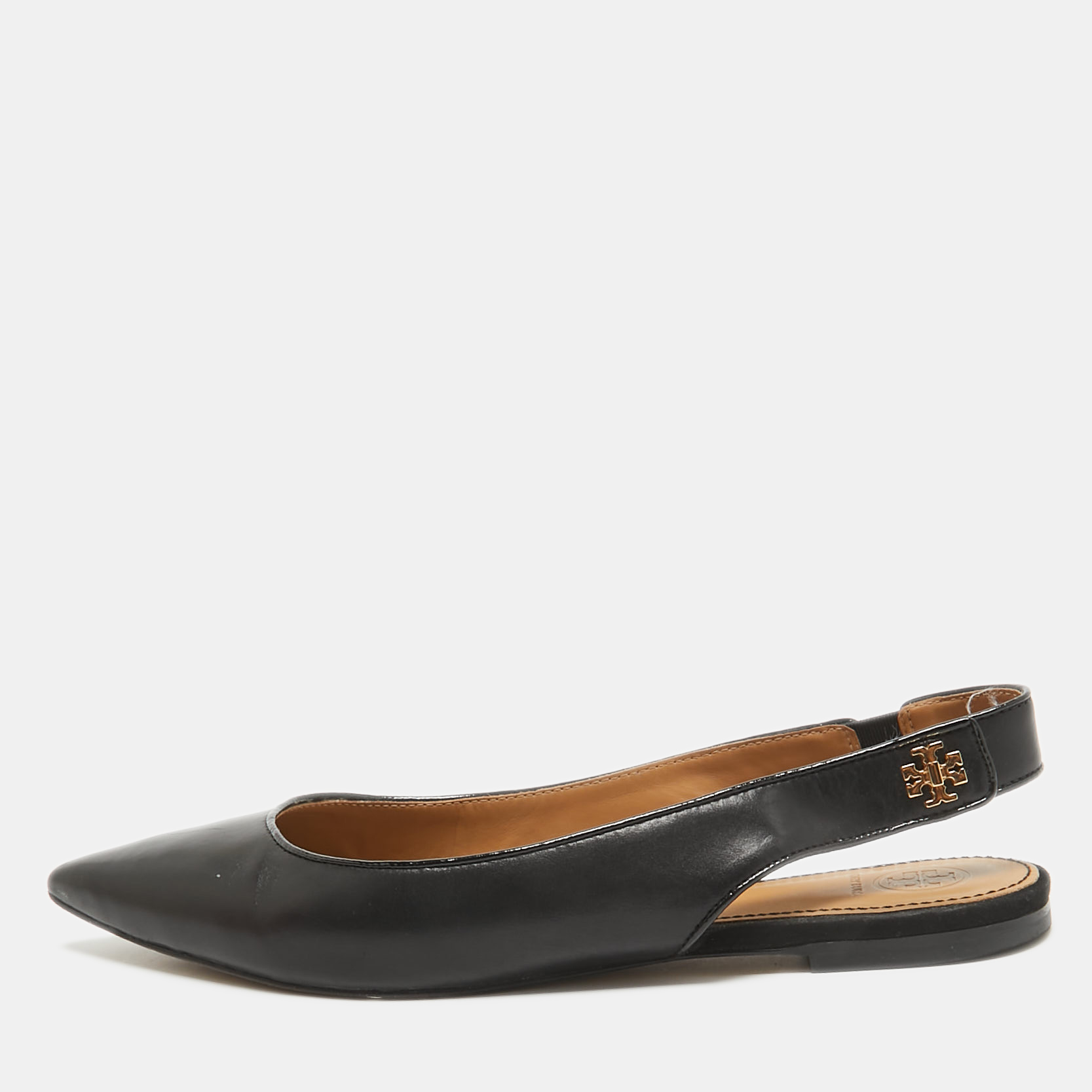 

Tory Burch Black Leather Kira Slingback Flats Size 38.5