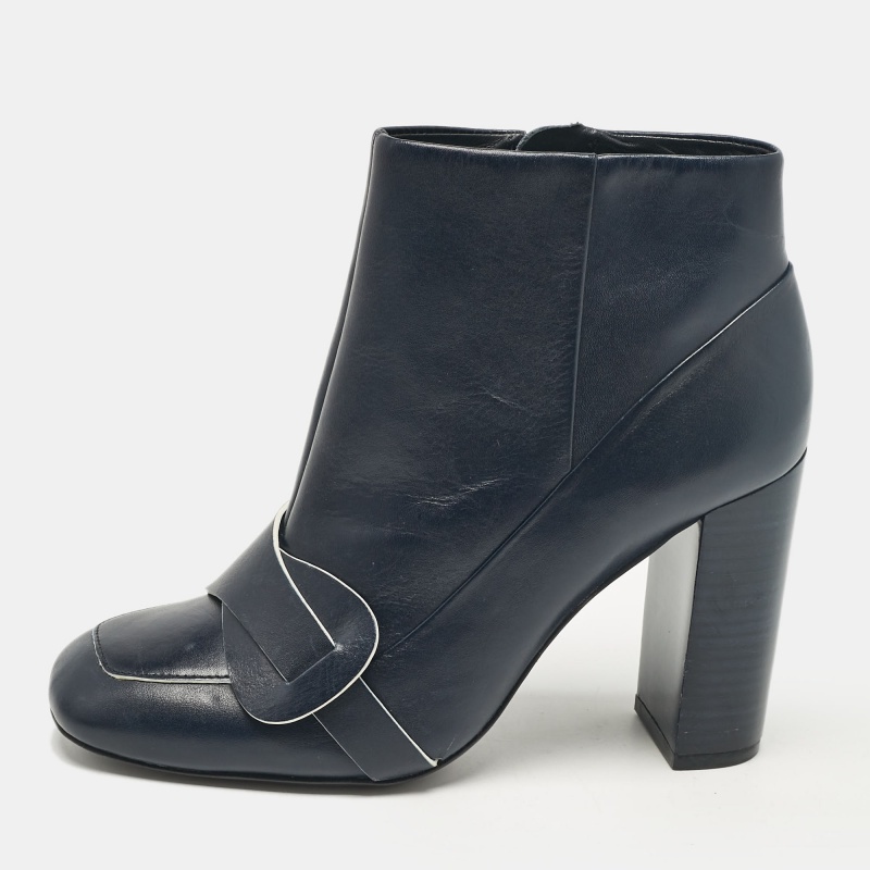 

Tory Burch Navy Blue Leather Ankle Length Boots Size