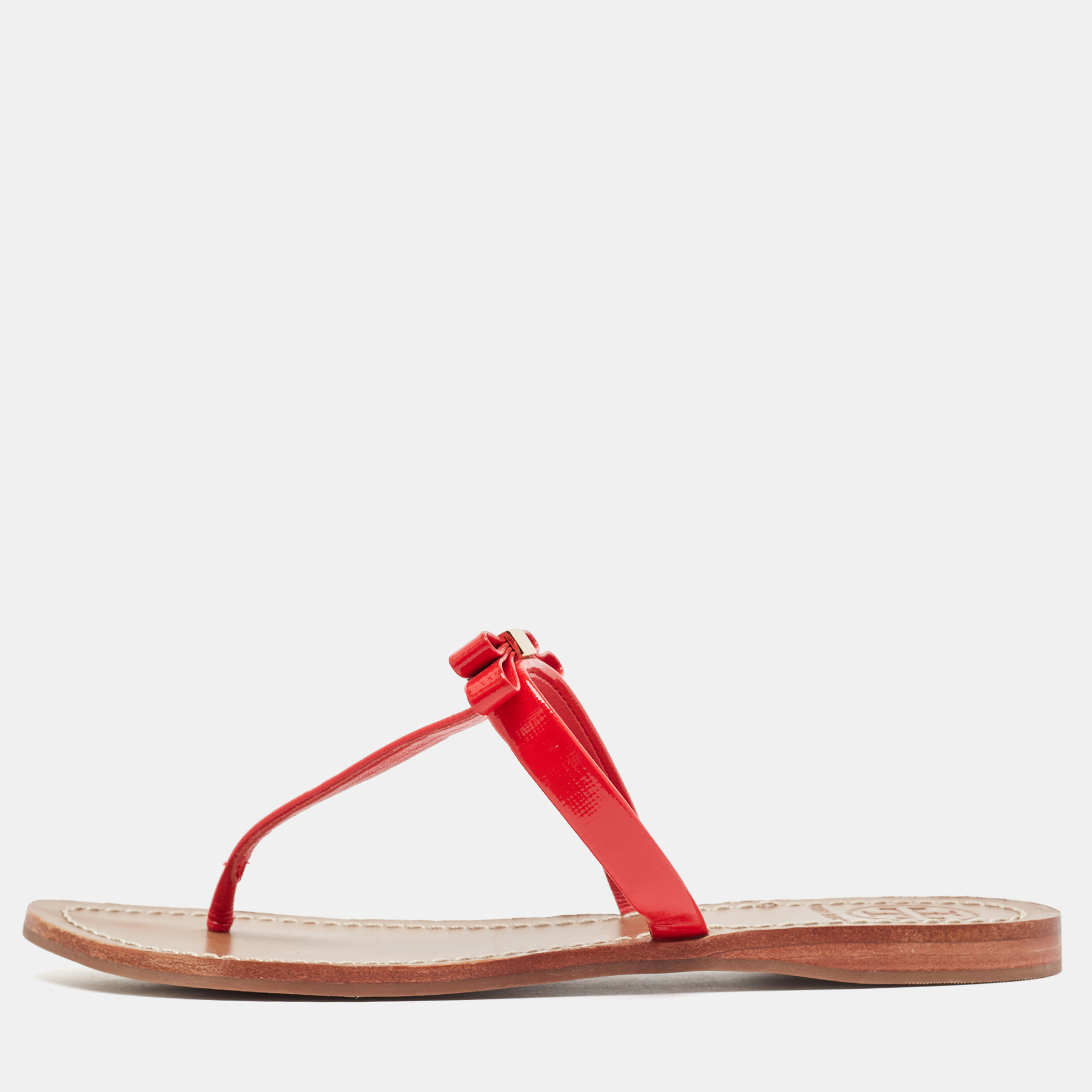 

Tory Burch Red Patent Leather Flat Sandals Size 36.5