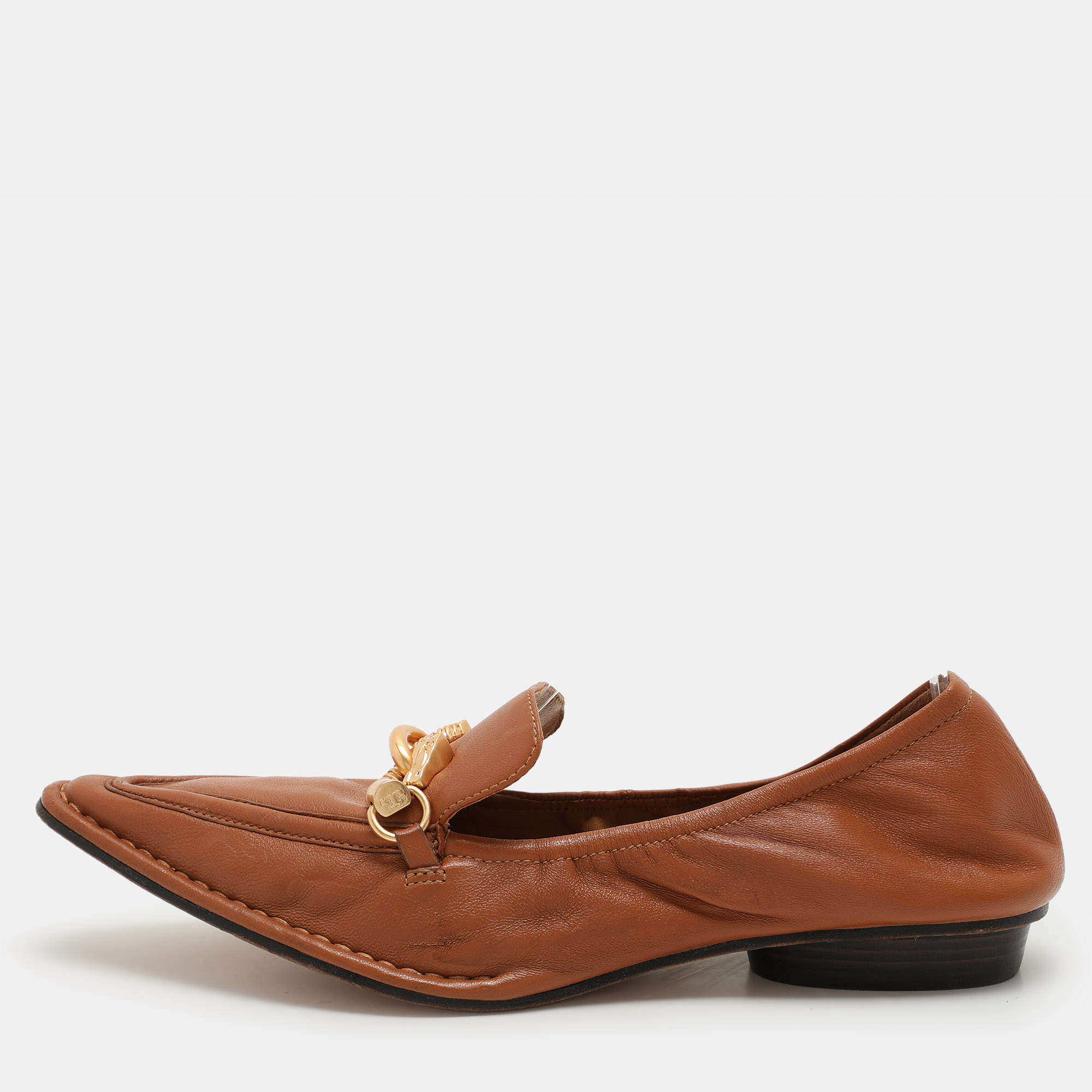 

Tory Burch Brown Leather Jessa Loafers 37