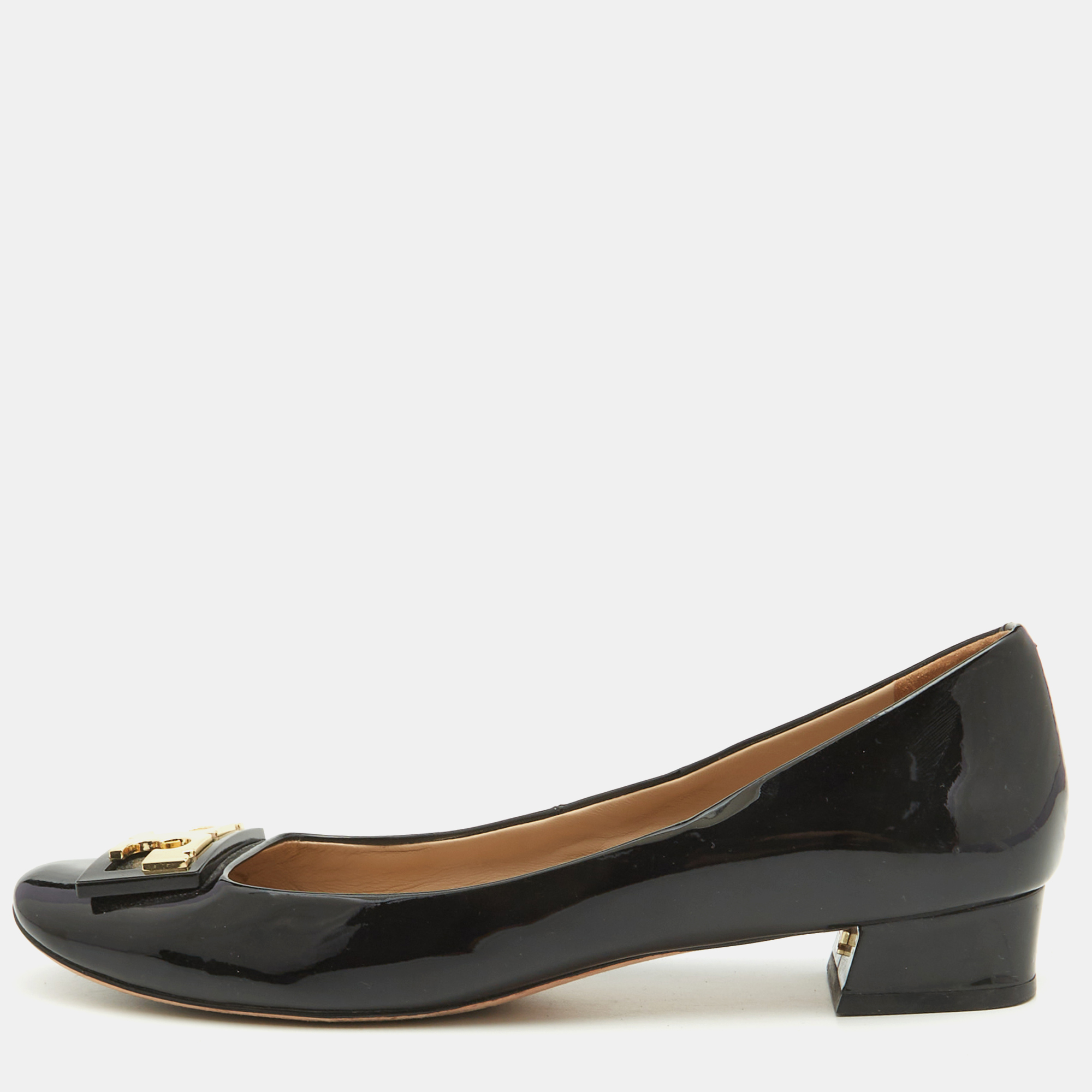 

Tory Burch Black Patent Leather Gigi Rounded Toe Pumps Size 40