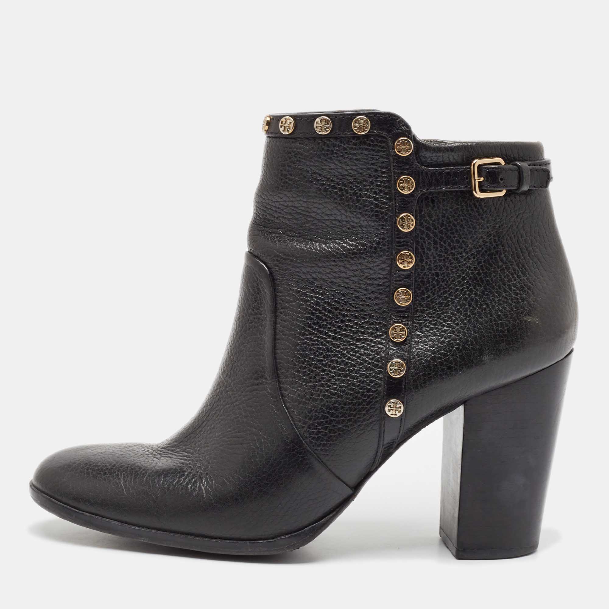 

Tory Burch Black Leather Mae Ankle Booties Size 40.5