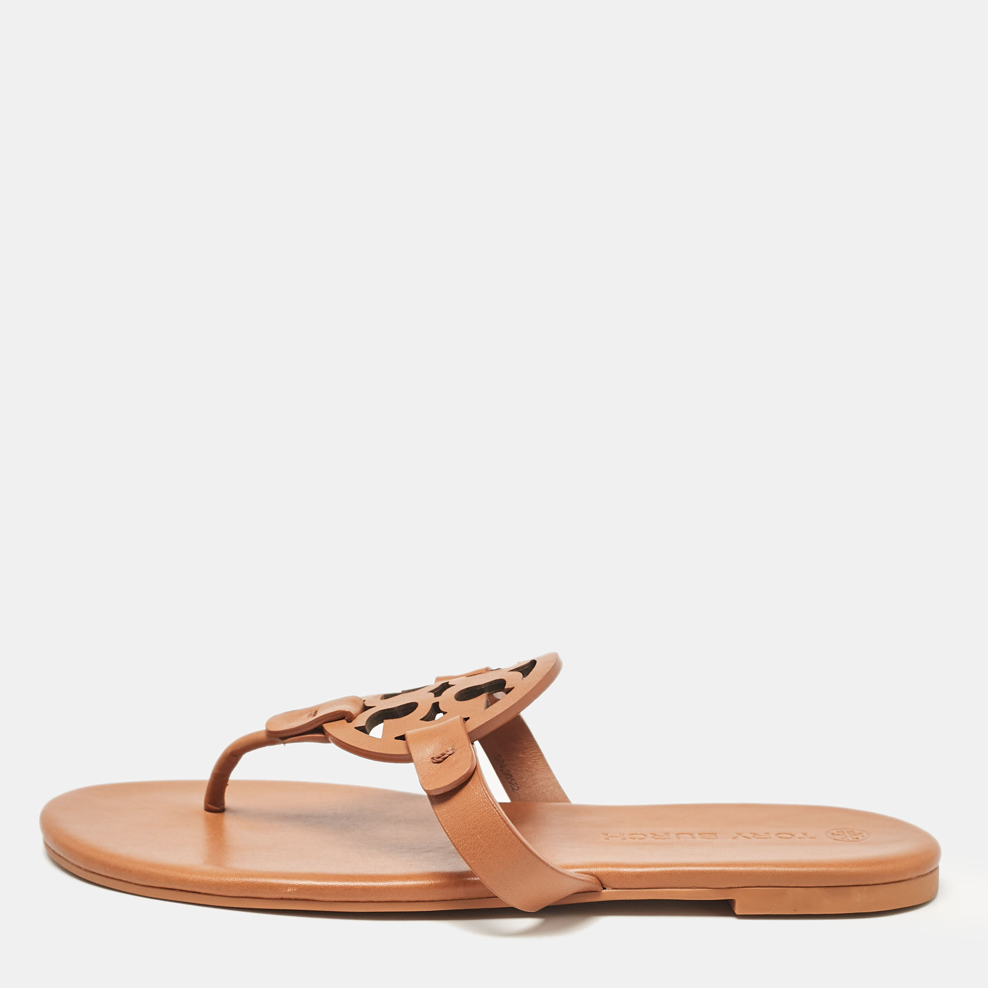 

Tory Burch Brown Leather Miller Thong Sandals Size 39