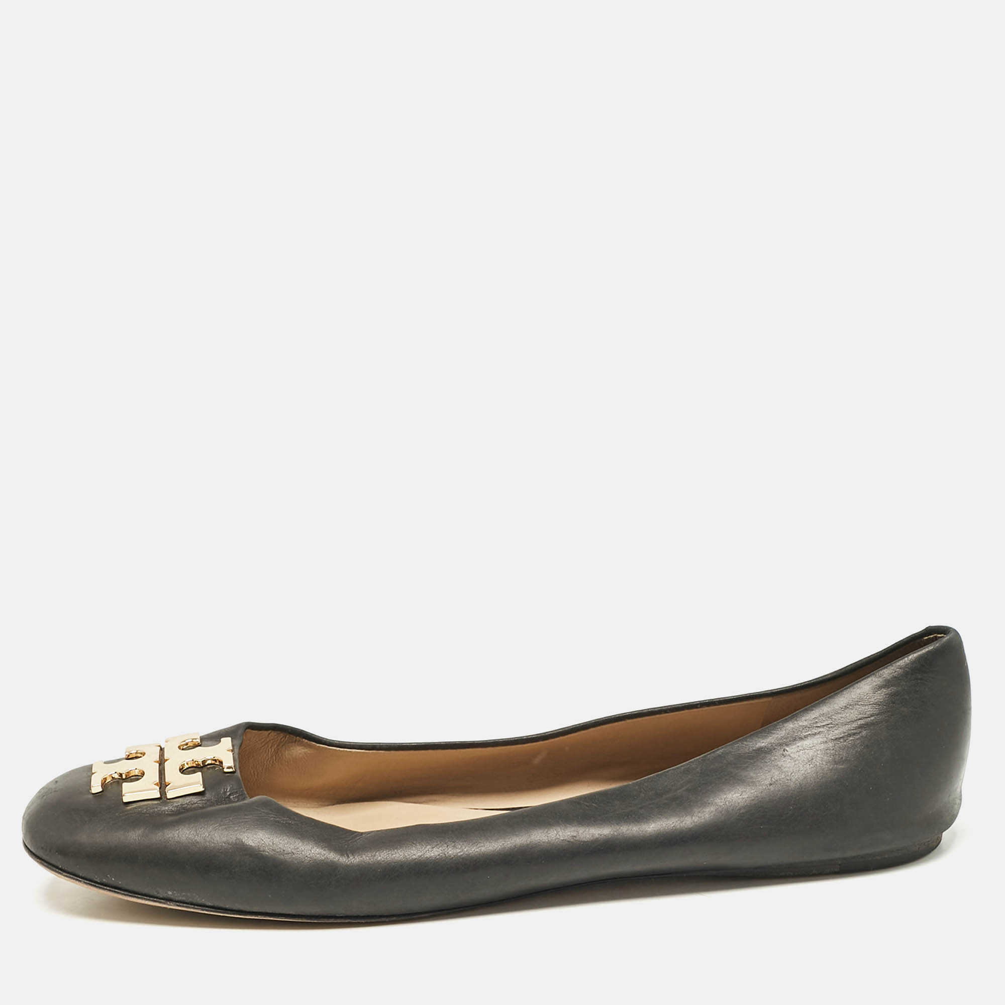 

Tory Burch Black Leather Lowell Ballet Flats Size 39.5